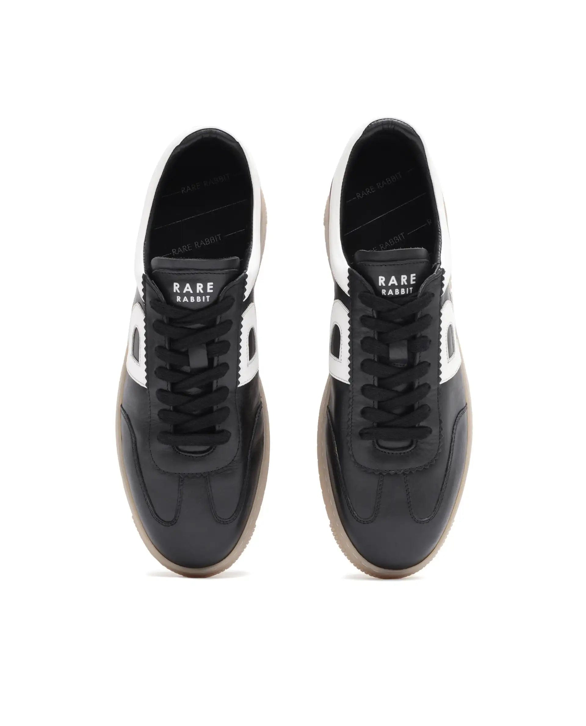 RAREZ Rare Rabbit Men's Dorset Pro Black Genuine Leather Shoes Low - Top Lace - Up Dual Tone Sneaker Shoes