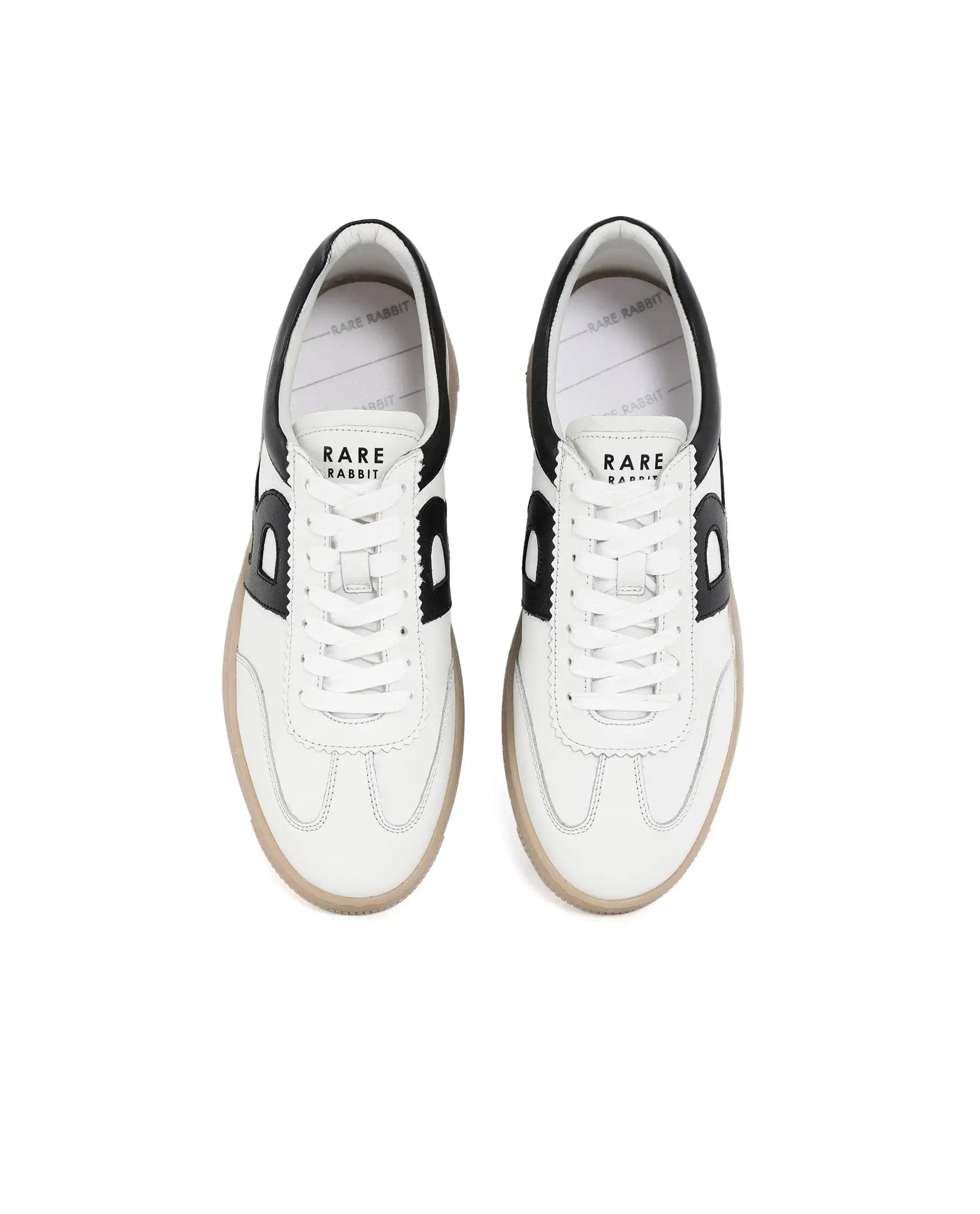 RAREZ Rare Rabbit Men's Dorset Pro White Genuine Leather Shoes Low - Top Lace - Up Dual Tone Sneaker Shoes