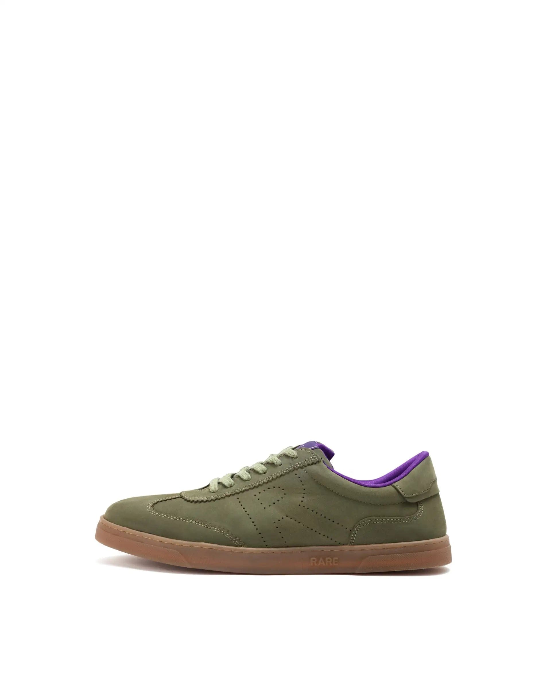 RAREZ Rare Rabbit Mens Magellan Dark Green Premium Nubuck Lace Up Low Top Round Toe Sneaker Shoes