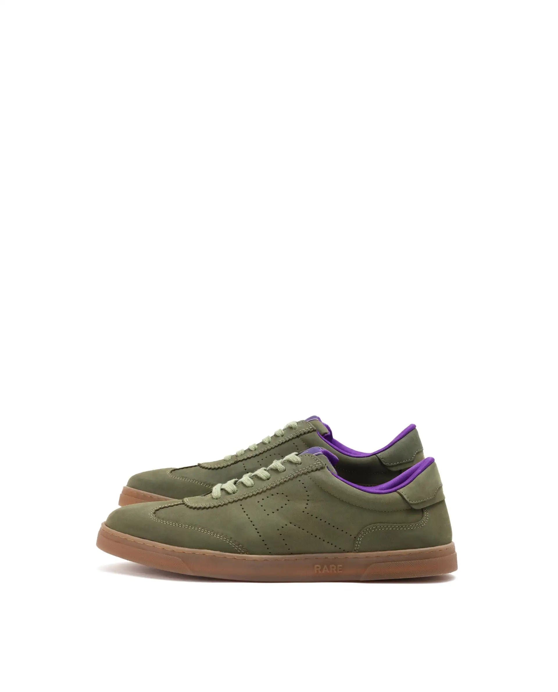 RAREZ Rare Rabbit Mens Magellan Dark Green Premium Nubuck Lace Up Low Top Round Toe Sneaker Shoes