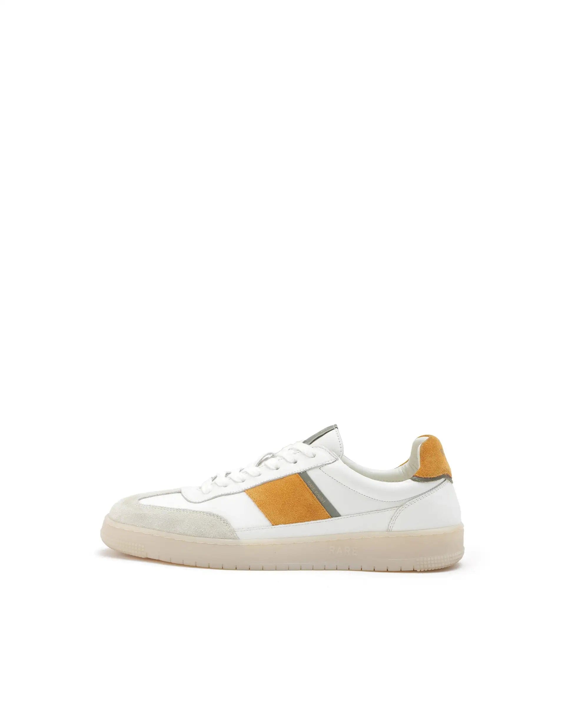 RAREZ Rare Rabbit Men's Sirius Mustard Suede And Leather Upper Round Toe Low - Top Lace - Up Sneaker Shoes