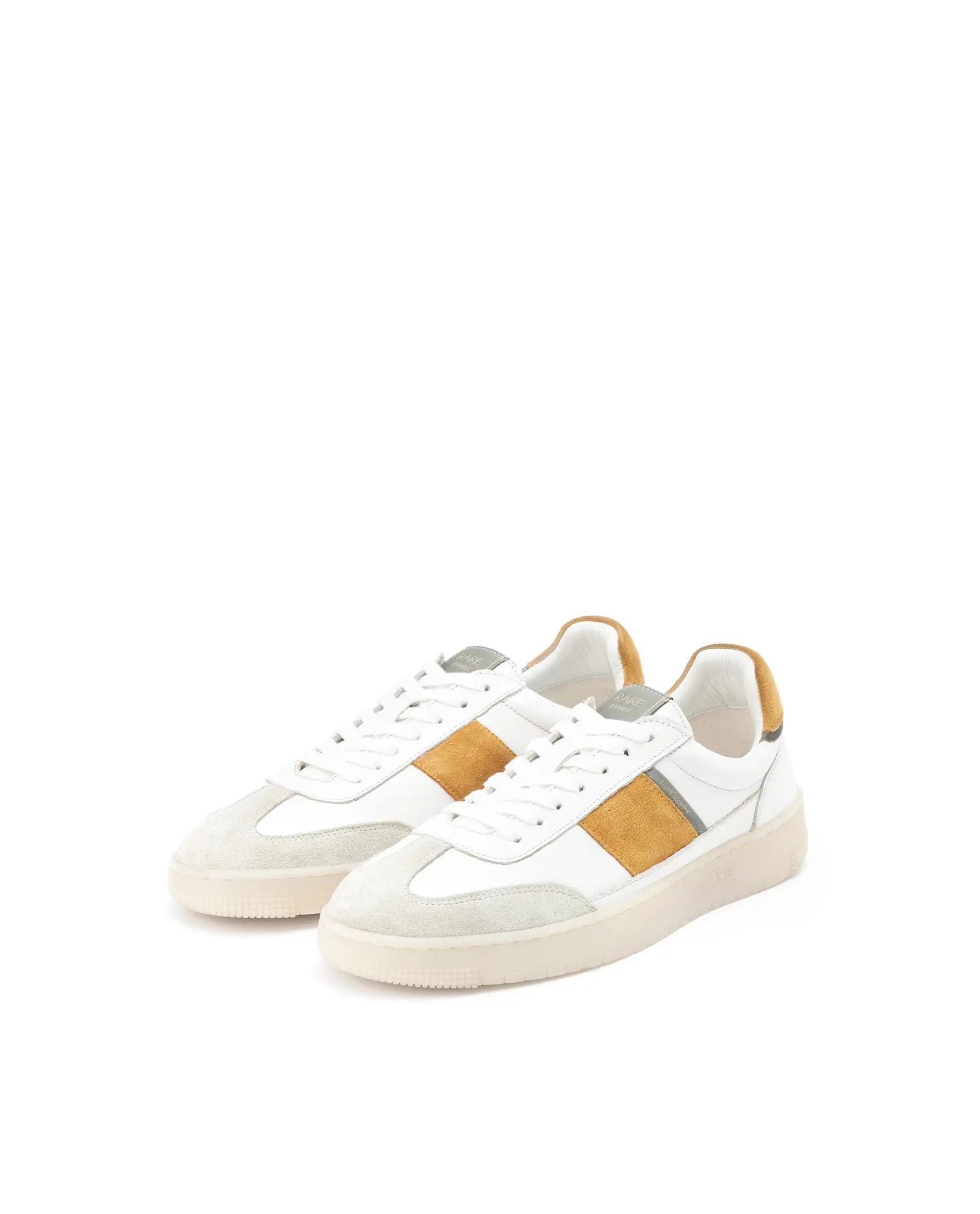 RAREZ Rare Rabbit Men's Sirius Mustard Suede And Leather Upper Round Toe Low - Top Lace - Up Sneaker Shoes