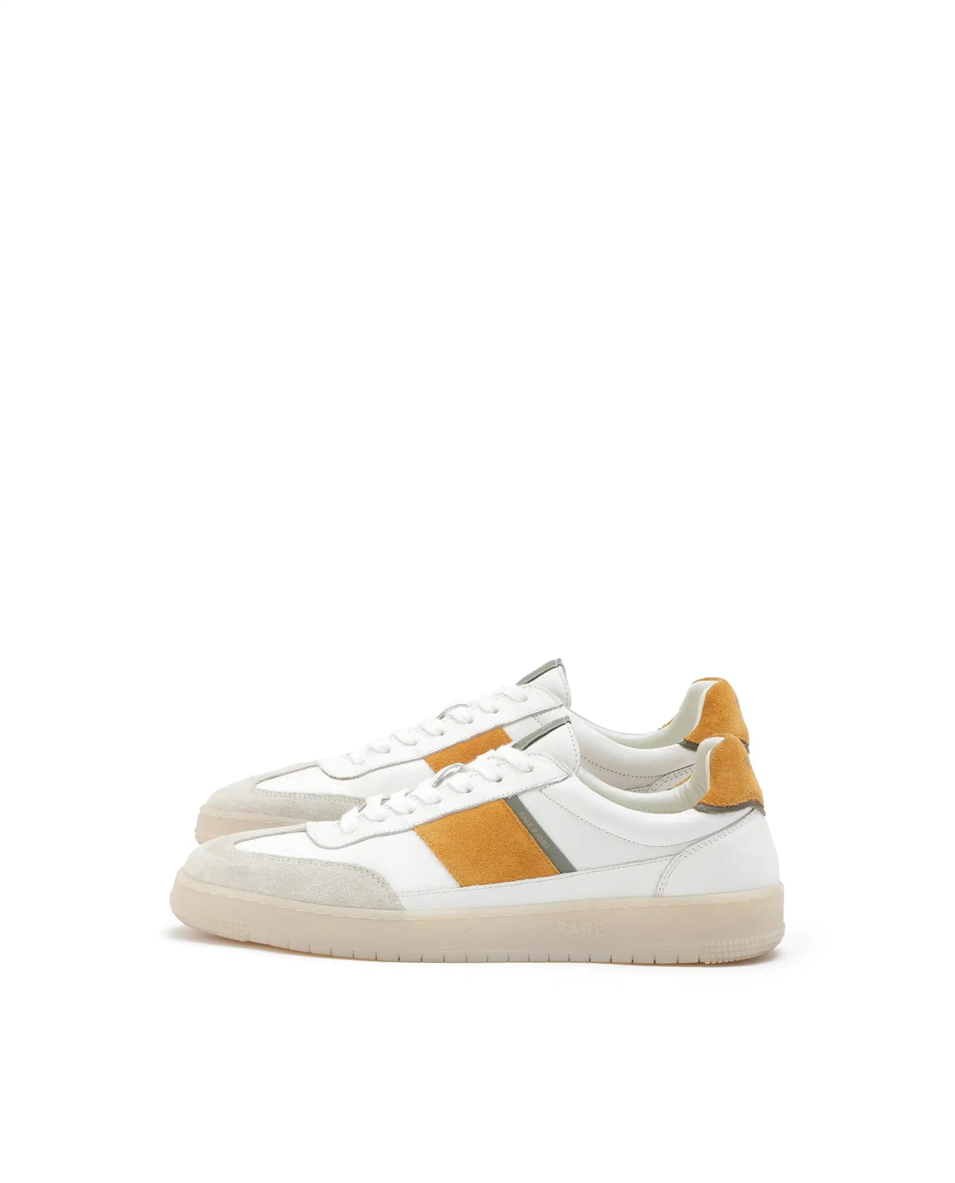 RAREZ Rare Rabbit Men's Sirius Mustard Suede And Leather Upper Round Toe Low - Top Lace - Up Sneaker Shoes