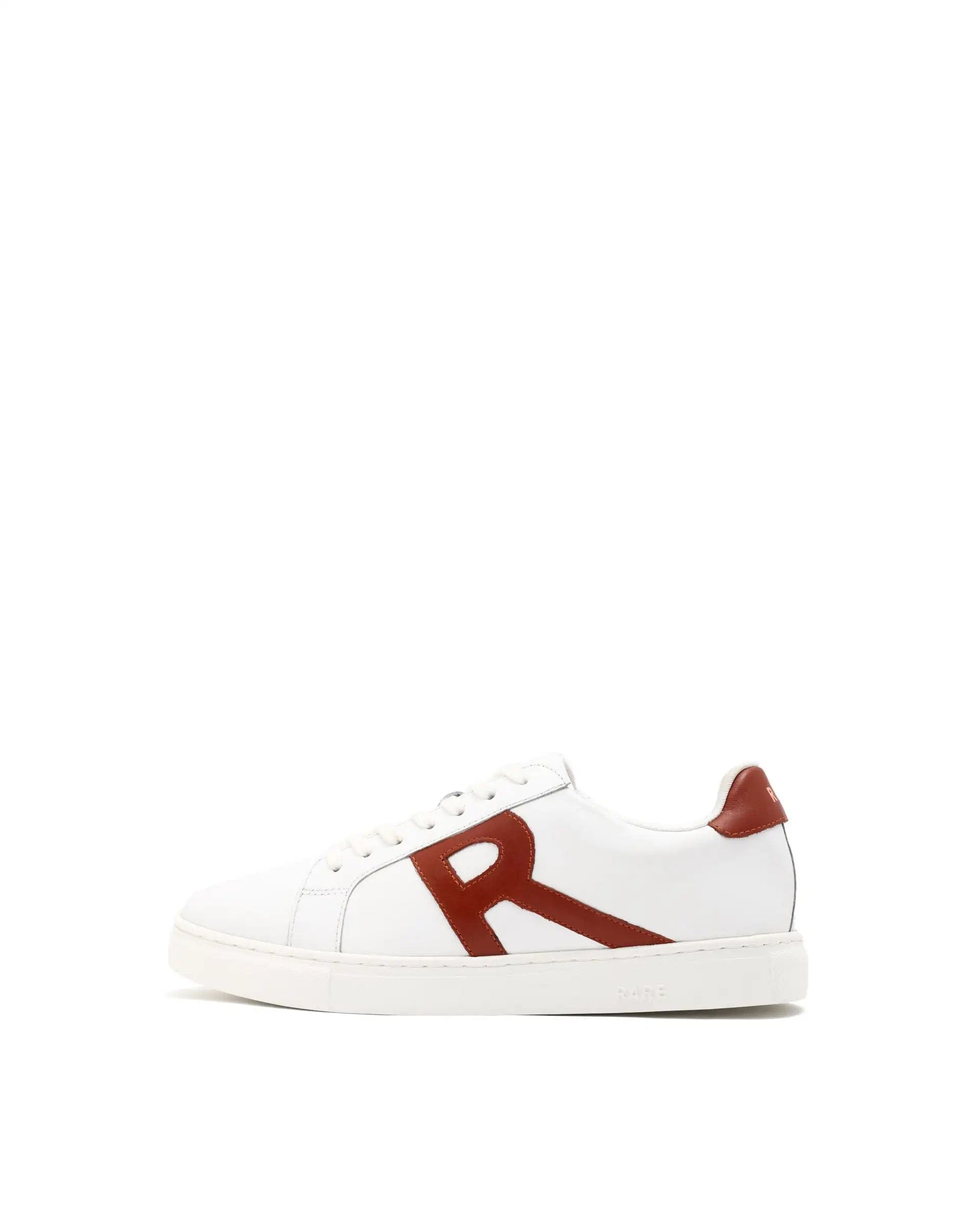 RAREZ Rare Rabbit Men's Nova White Round Toe Smart Casual Low - Top Lace - Up Logo Branding Sneaker Shoes