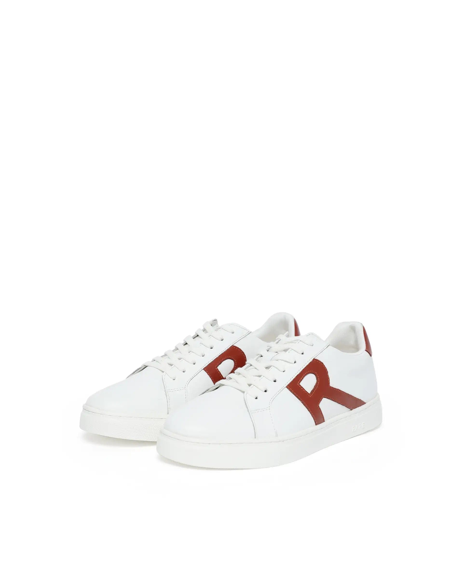 RAREZ Rare Rabbit Men's Nova White Round Toe Smart Casual Low - Top Lace - Up Logo Branding Sneaker Shoes