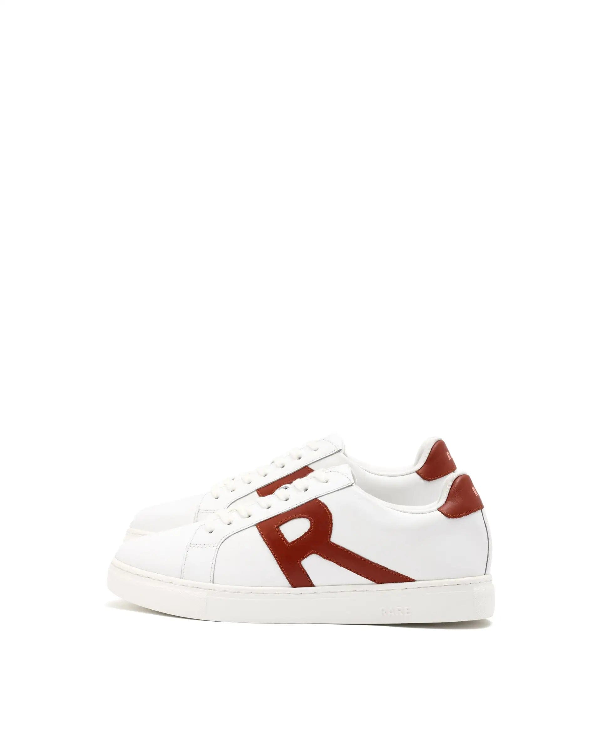 RAREZ Rare Rabbit Men's Nova White Round Toe Smart Casual Low - Top Lace - Up Logo Branding Sneaker Shoes