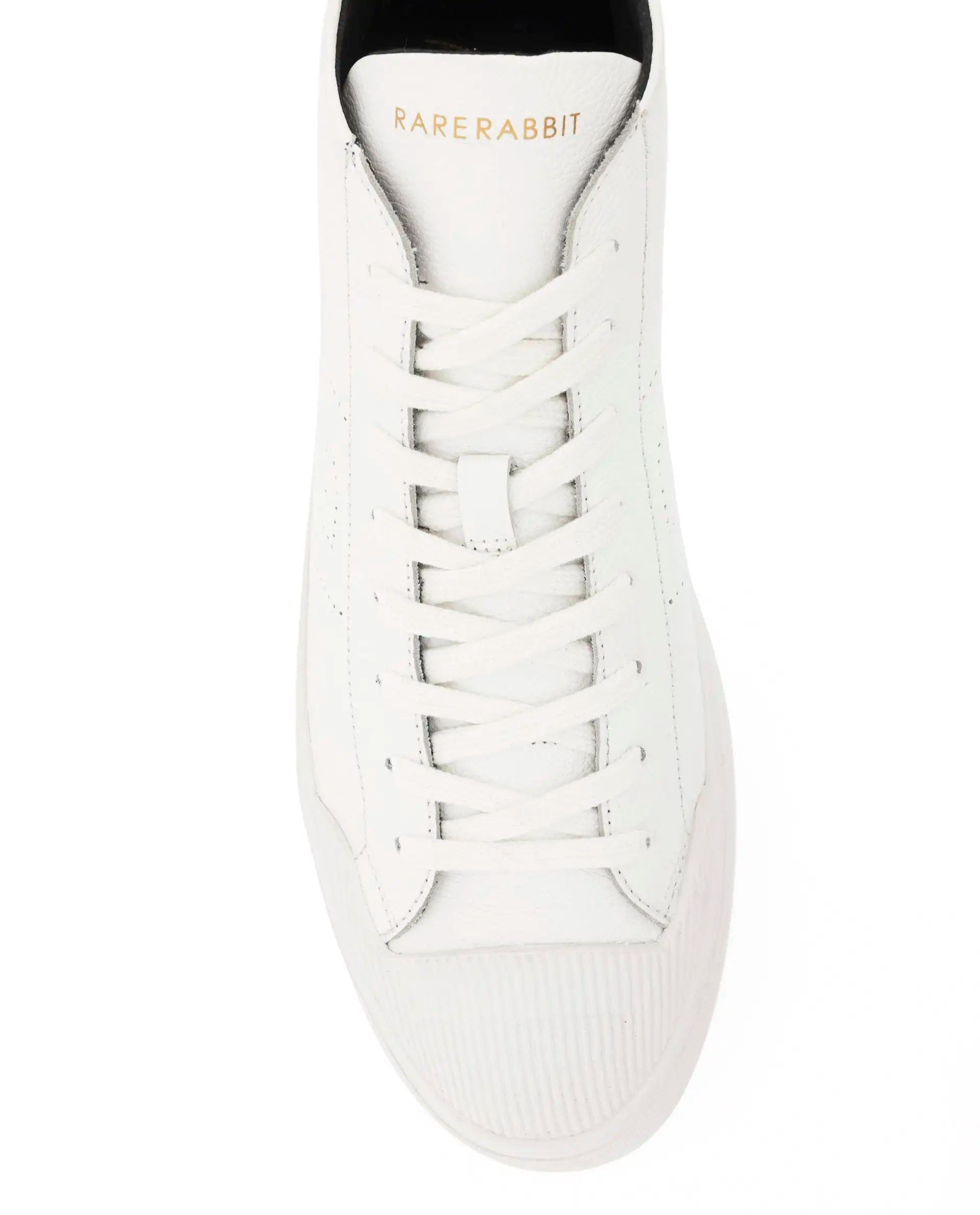 RAREZ Rare Rabbit Mens Sauron Hi Pro White Premium Milled Leather Lace Up High Top Round Toe Sneaker Shoes