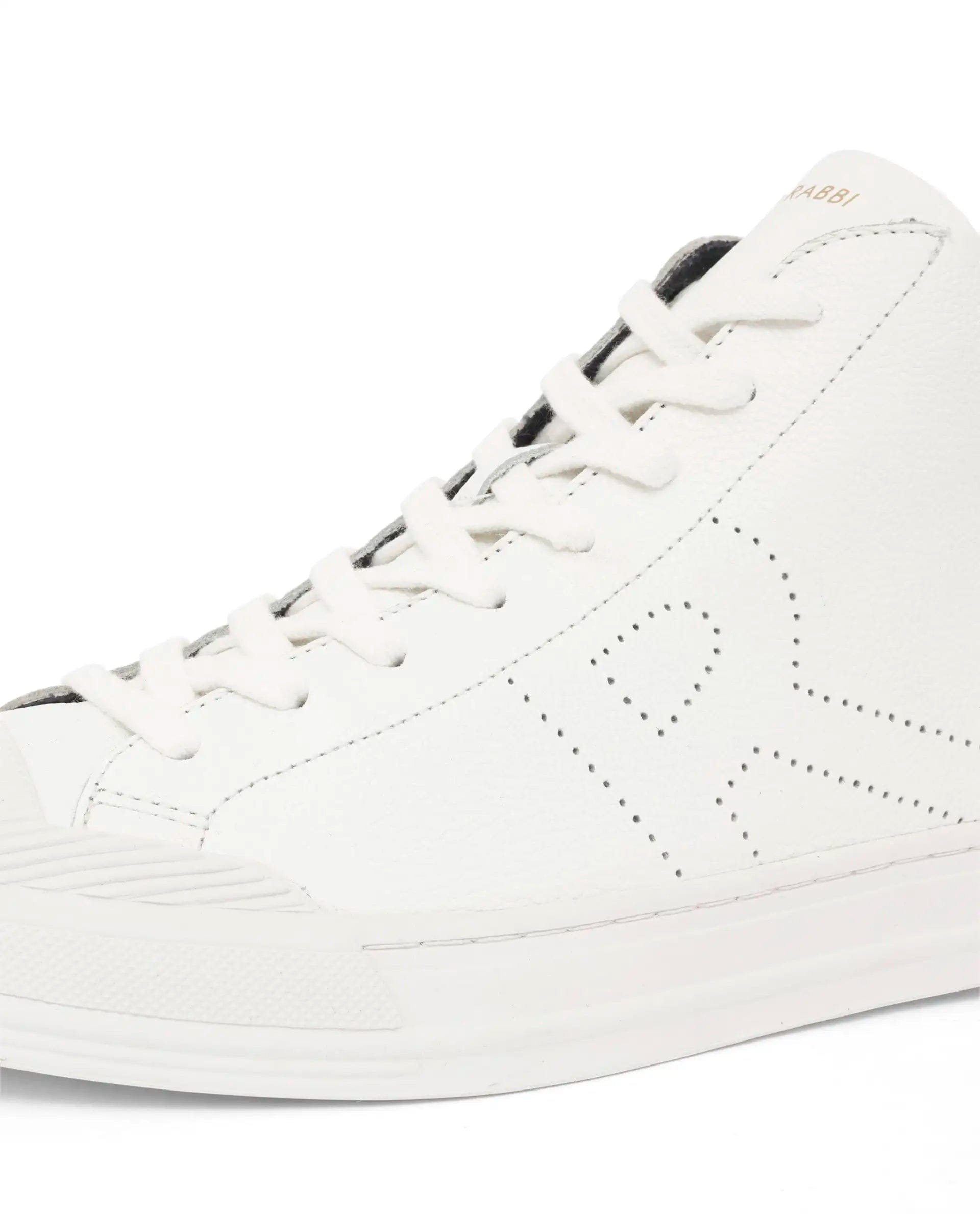 RAREZ Rare Rabbit Mens Sauron Hi Pro White Premium Milled Leather Lace Up High Top Round Toe Sneaker Shoes