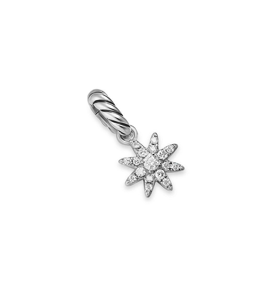 David Yurman Petite Starburst Pendant in Sterling Silver with Full Pavé Diamonds, 10 mm