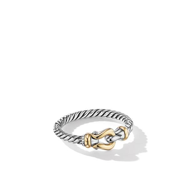 David Yurman Petite Buckle Ring with 18K yellow Gold, Size 7