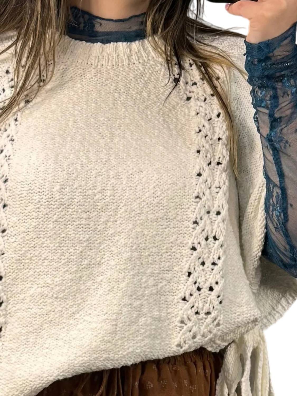 Off-White Cecilia Side Tie Sweater Poncho In Off White