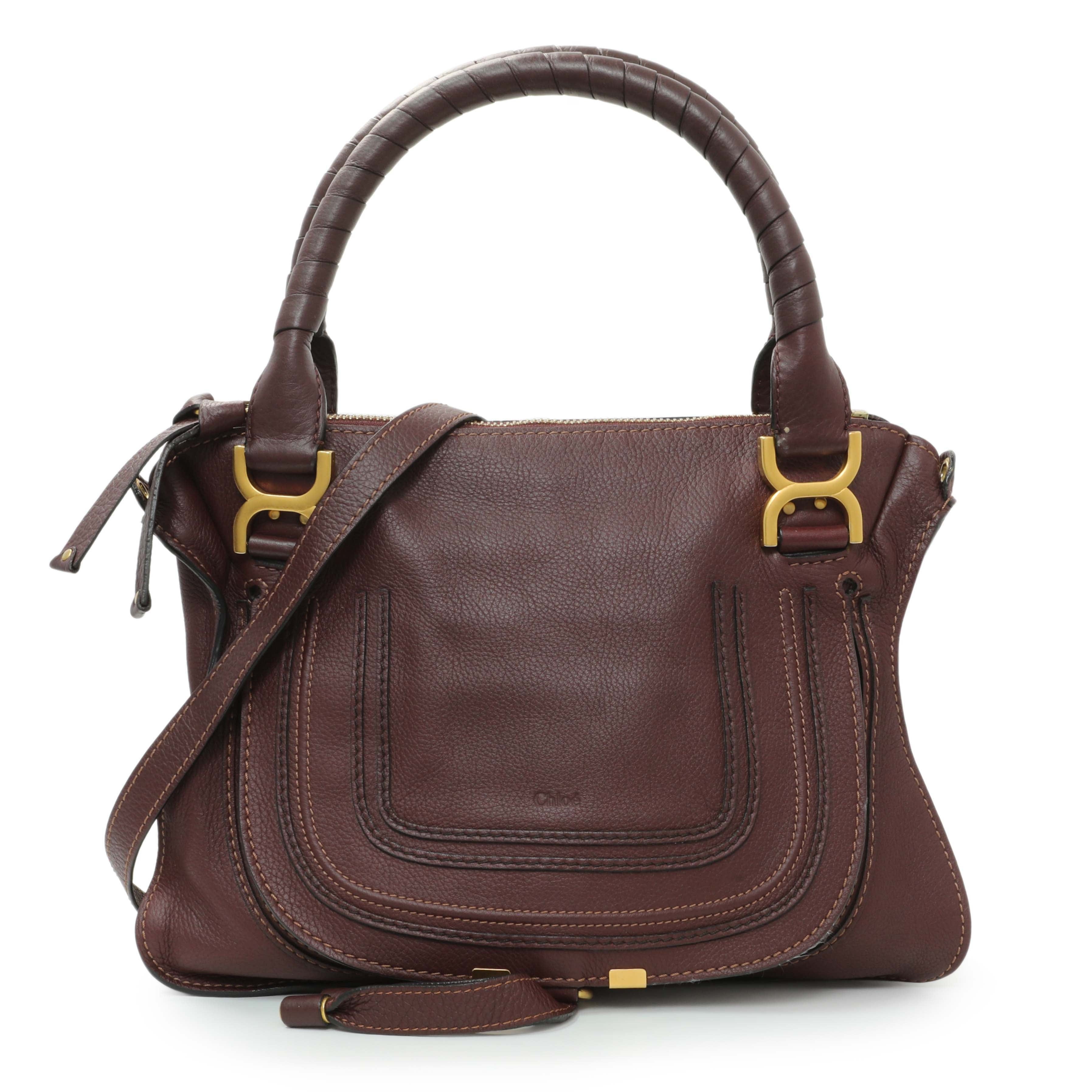 Chloe Burgundy Calfskin Medium Marcie Satchel