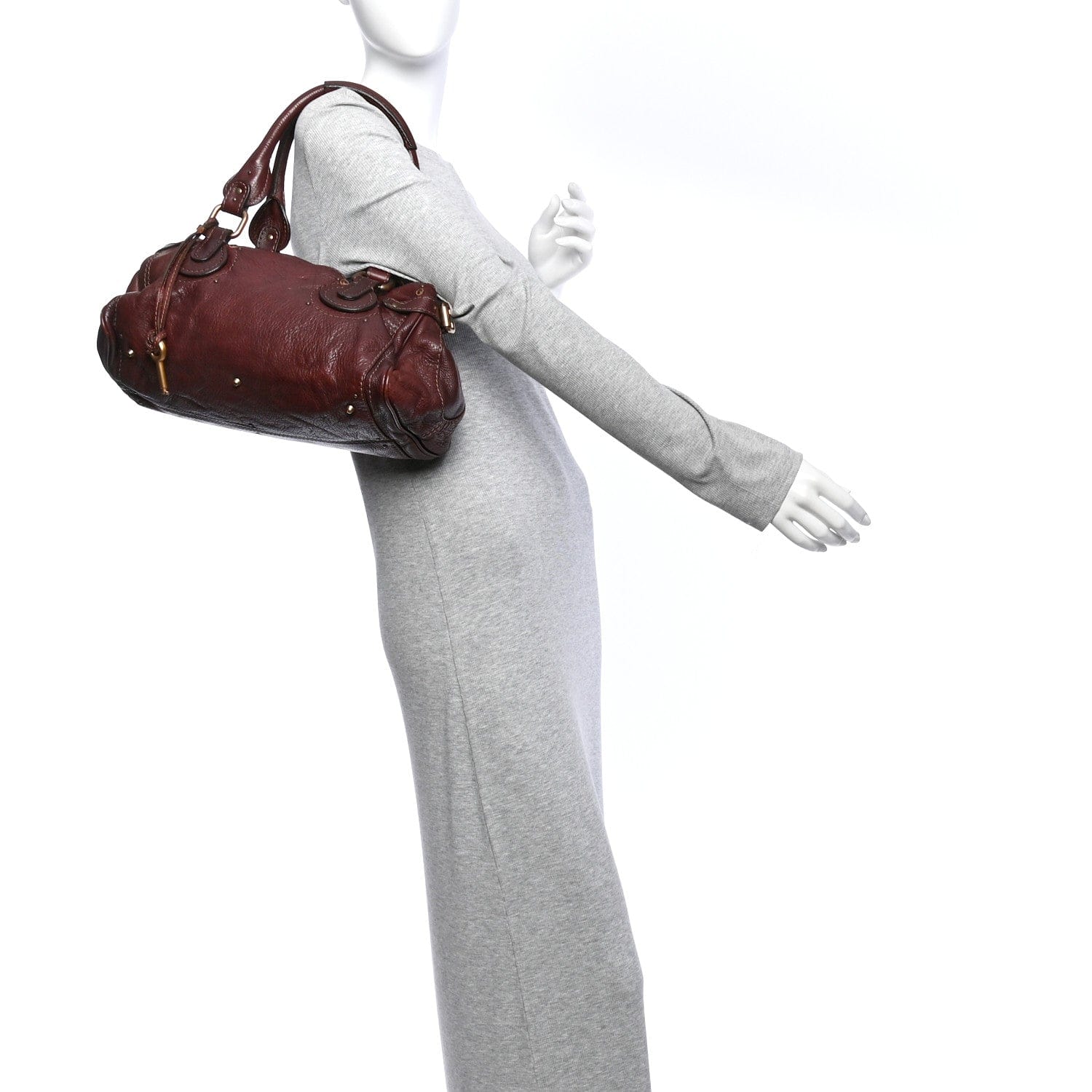 Chloe Calfskin Medium Paddington Satchel Burgundy