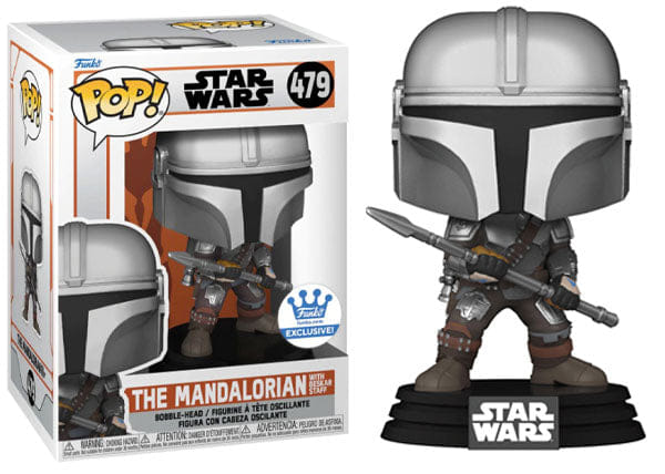 Funko Pop! The Mandalorian w/ Beskar Staff 479 - Funko Shop Exclusive Vinyl Figure in PopShield Protector