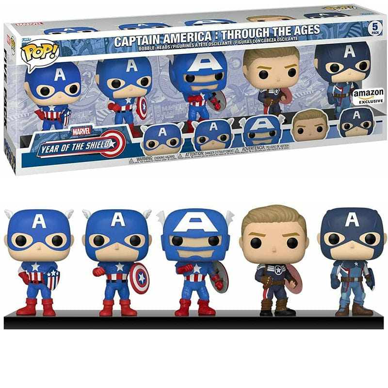 Funko Pop! Captain America : Through the Ages 5 - Pack - Amazon Exclusive Vinyl Figure