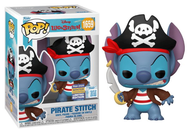 Funko Pop! Pirate Stitch, Lilo & Stitch, 2025 Winter Convention Exclusive 1659 Vinyl Figure in PopShield Protector