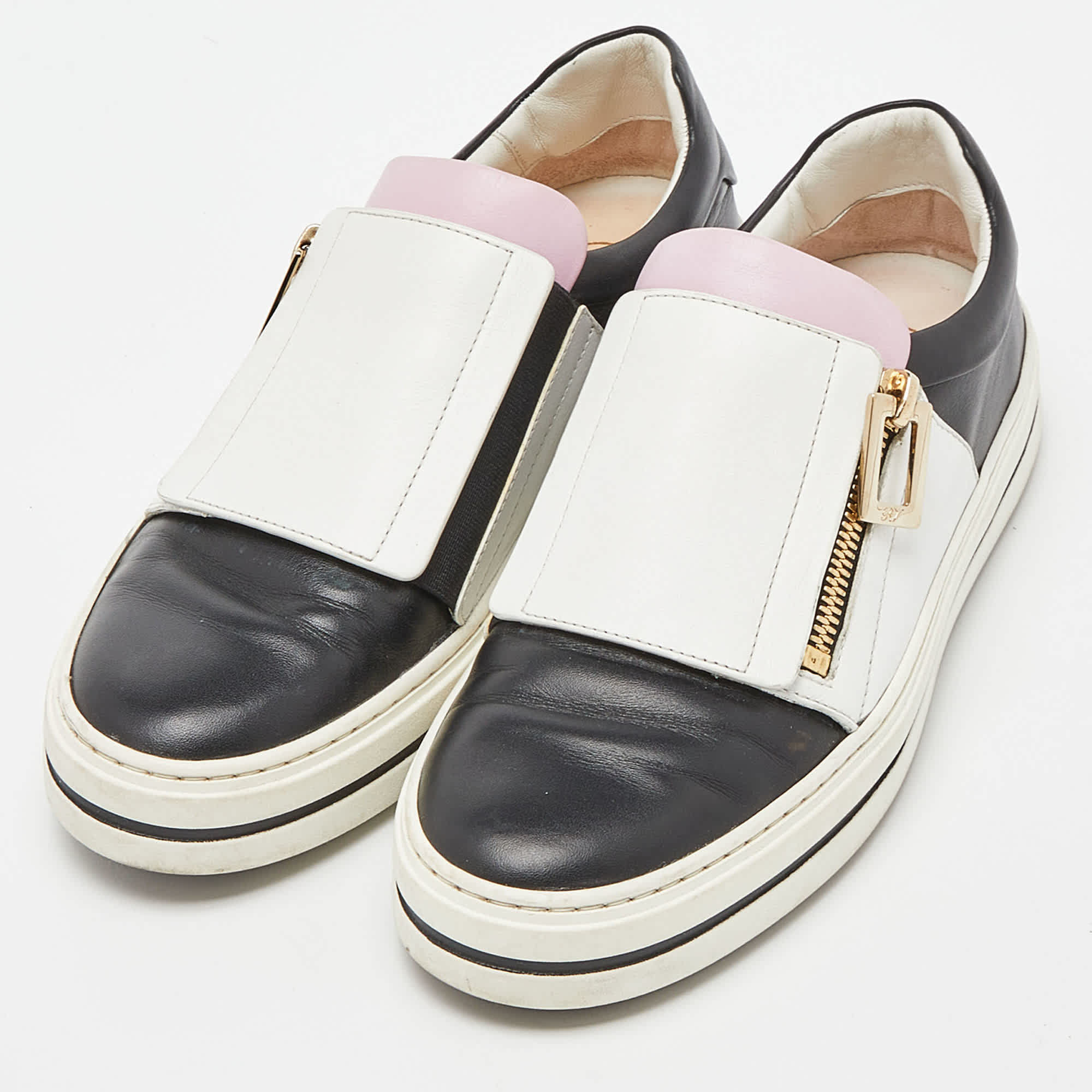 Roger Vivier Tricolor Leather Sneaky Viv Zip Sneakers