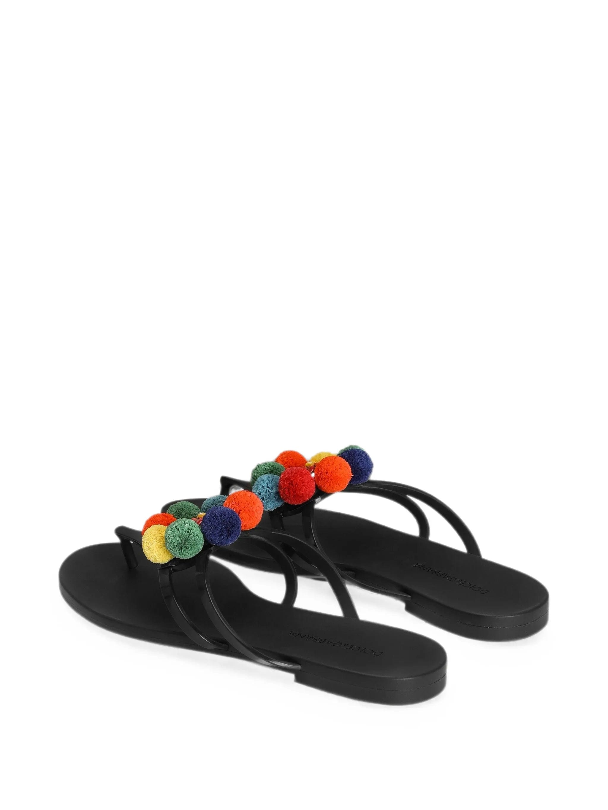 Dolce & Gabbana rubber beachwear slides with pom - poms
