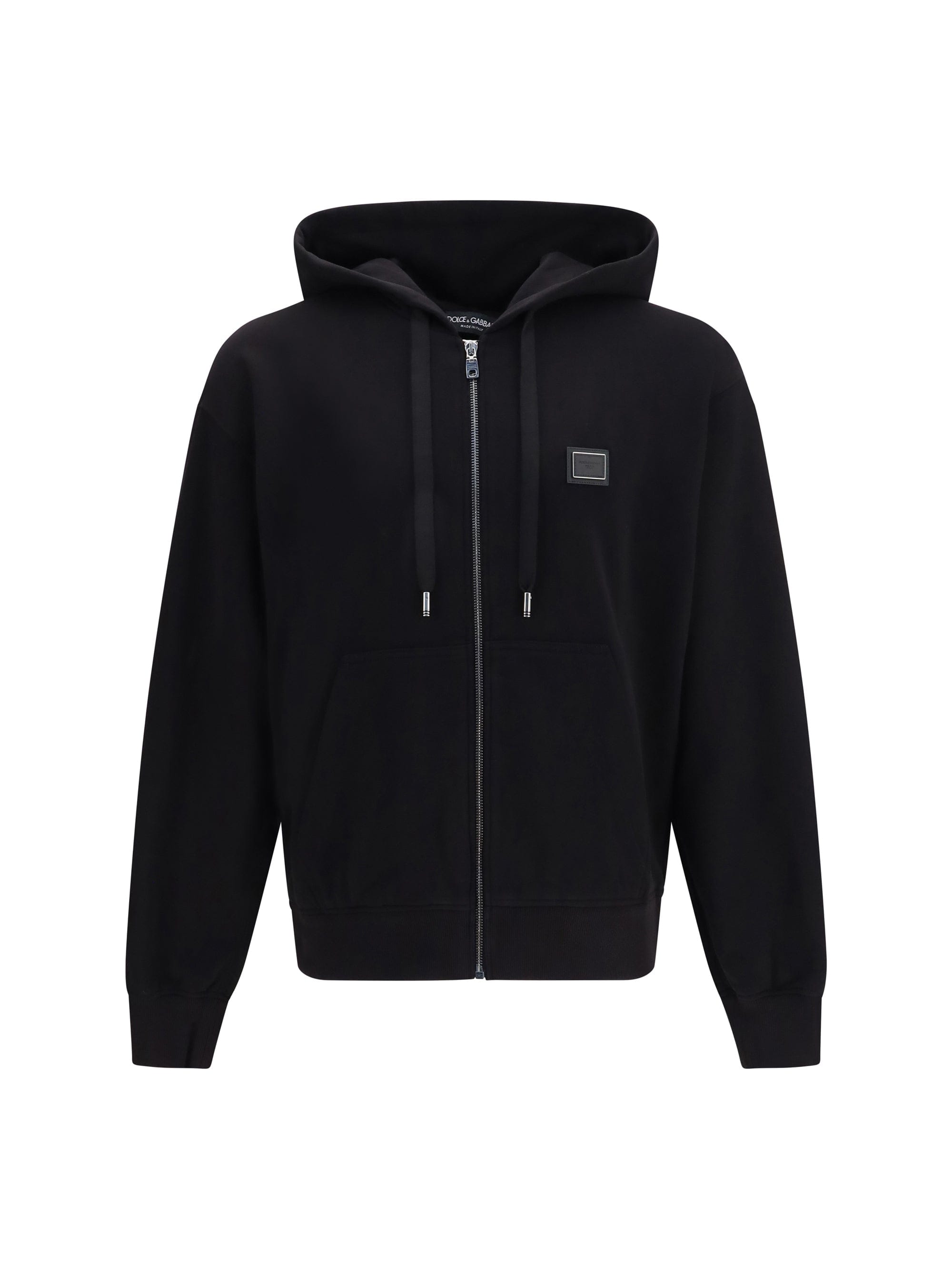Dolce & Gabbana Cotton with DG Plaque Hoodie — Black