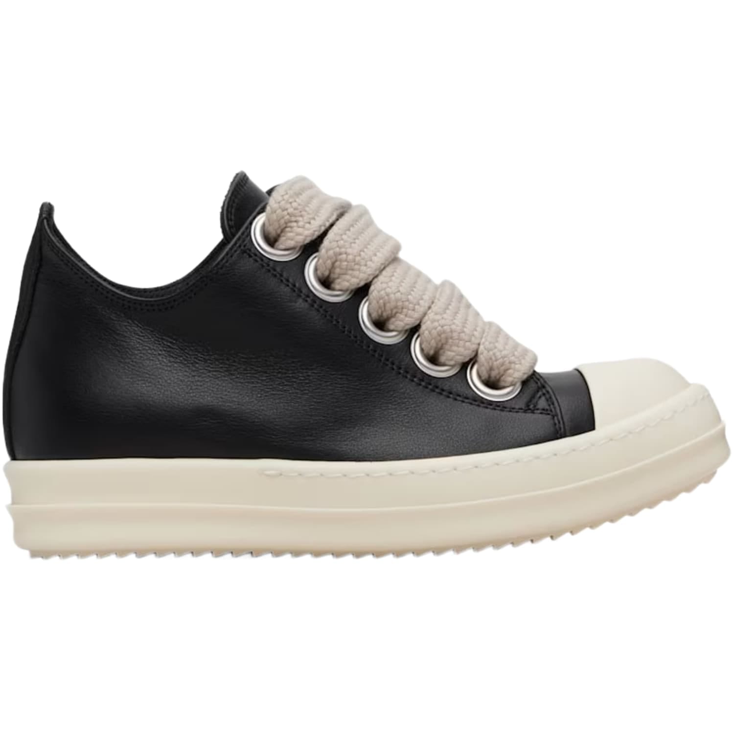 Rick Owens Mainline Jumbo Lace Low Black & Milk Sneakers