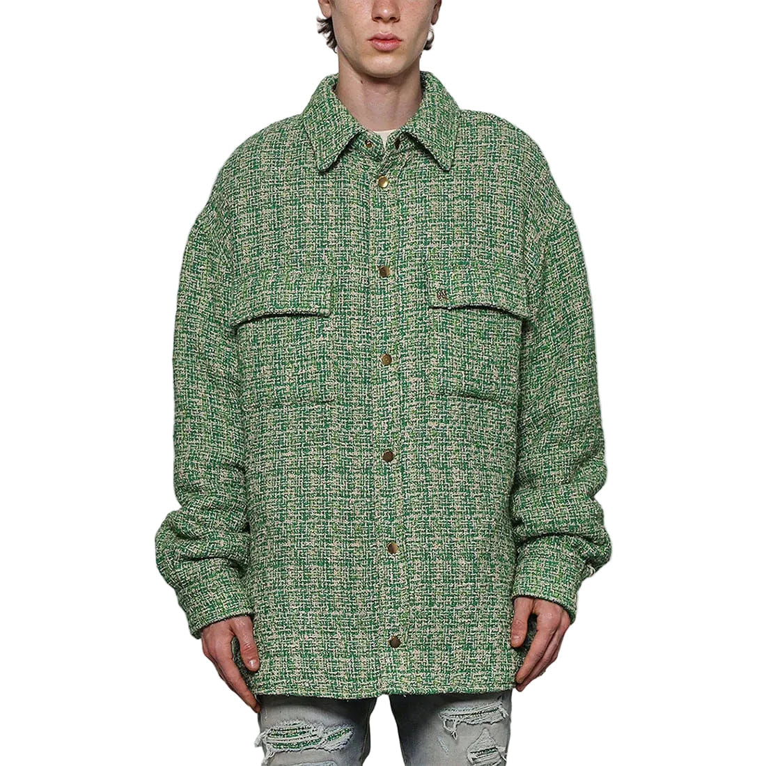 Amiri Boucle Padded Overshirt Green