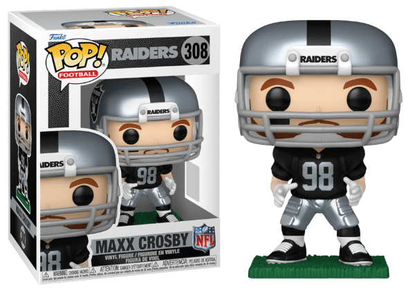 Funko Pop! Maxx Crosby Oakland Raiders, NFL 308 Vinyl Figure in PopShield Protector