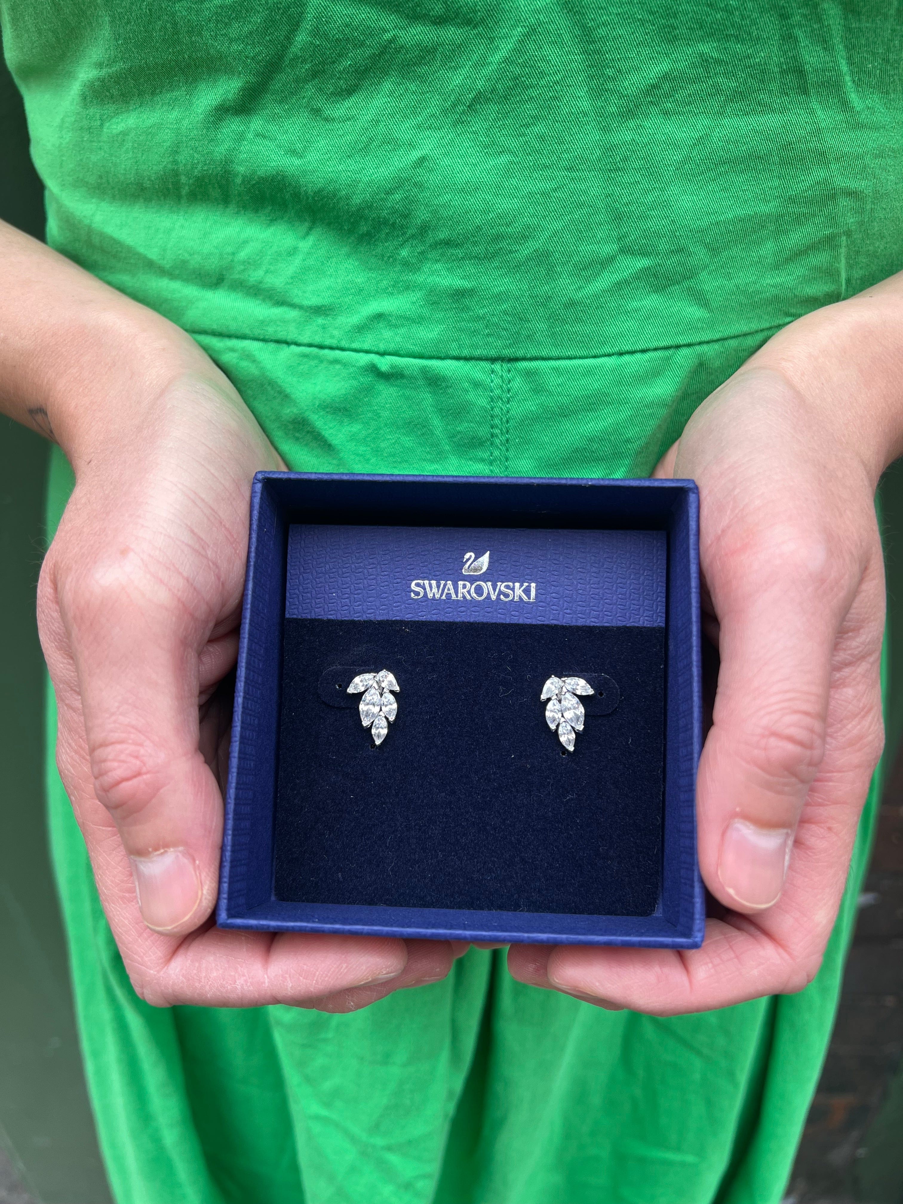 Swarovski Crystal Leaf Style Earrings