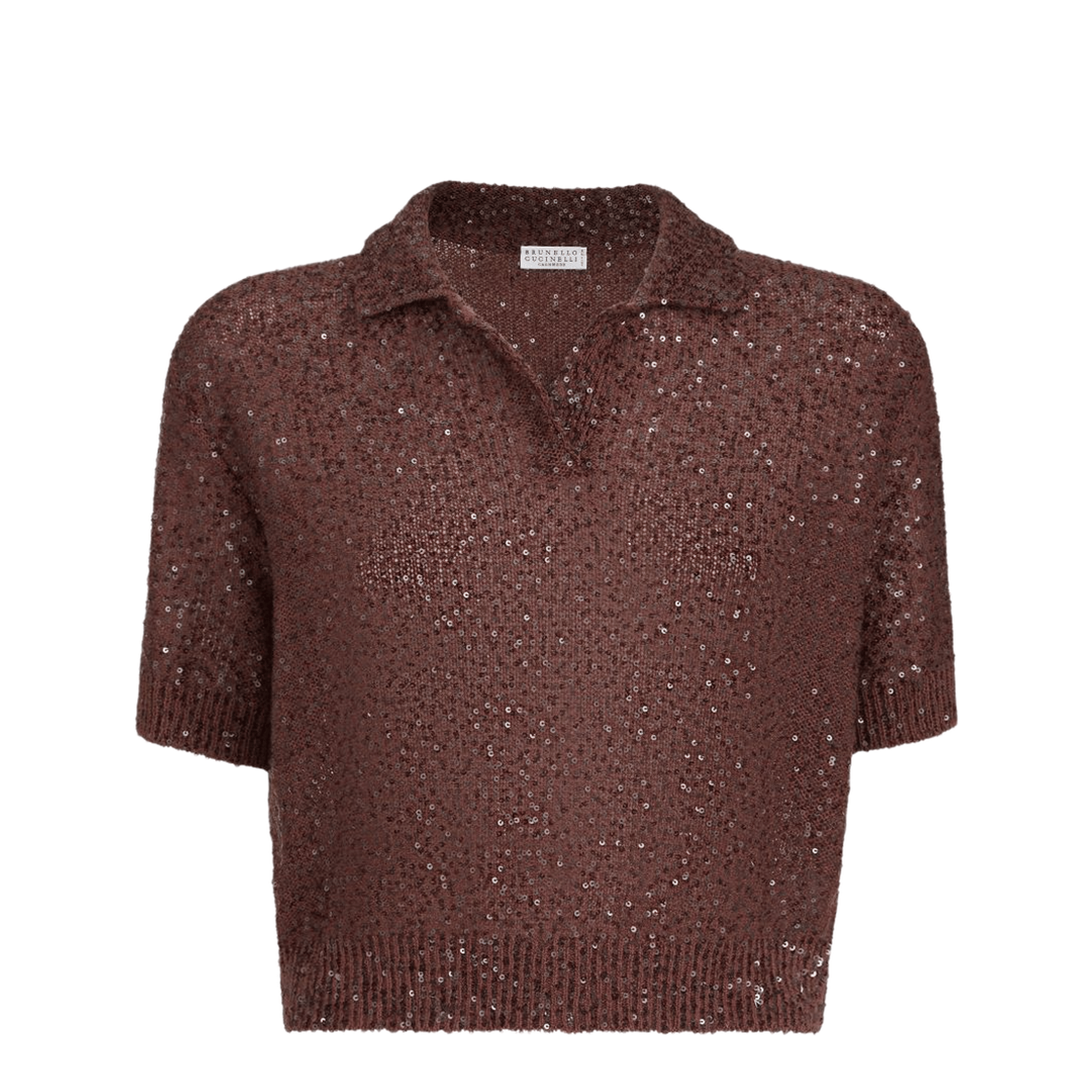 Brunello Cucinelli Cropped Knitted Polo Shirt Brown