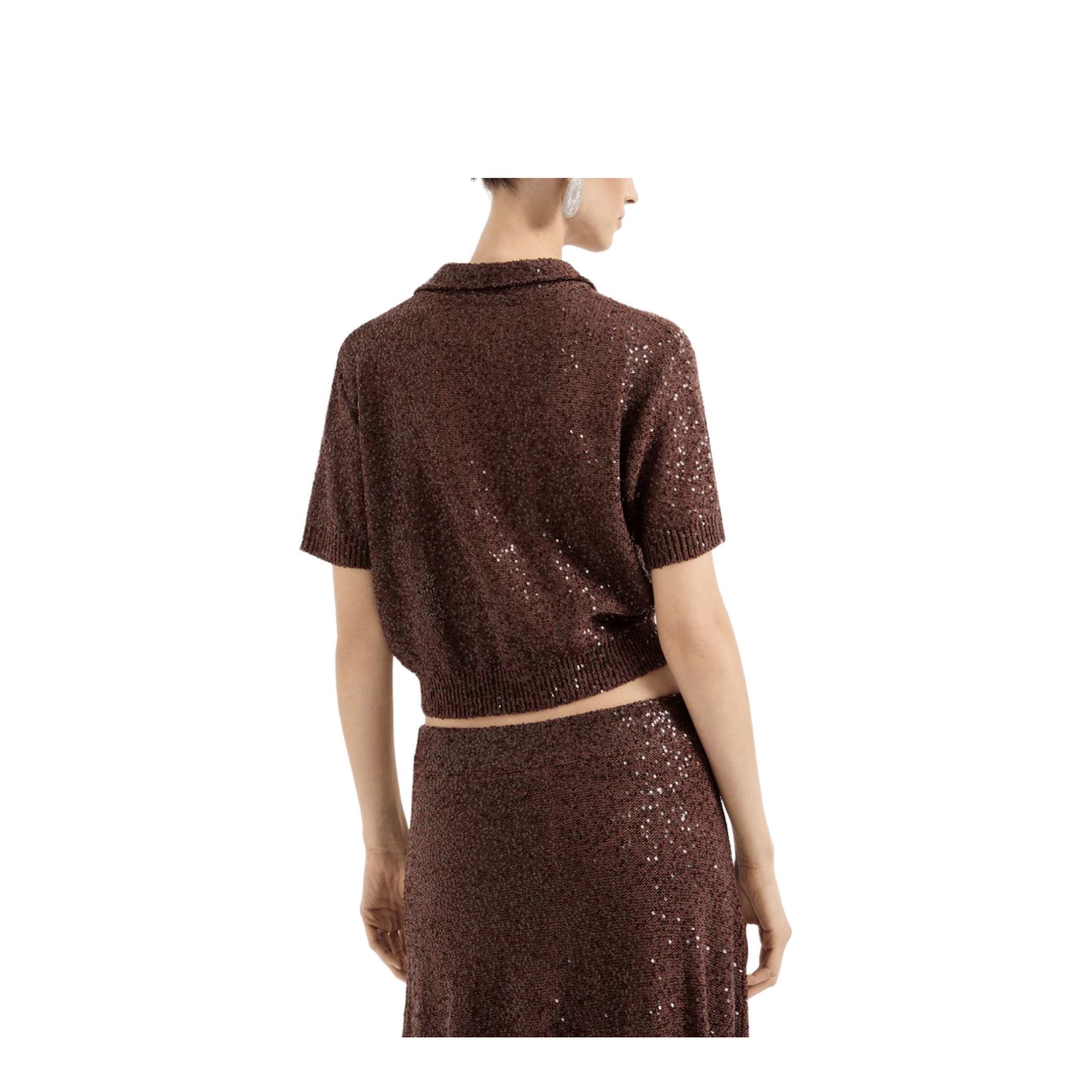 Brunello Cucinelli Cropped Knitted Polo Shirt Brown