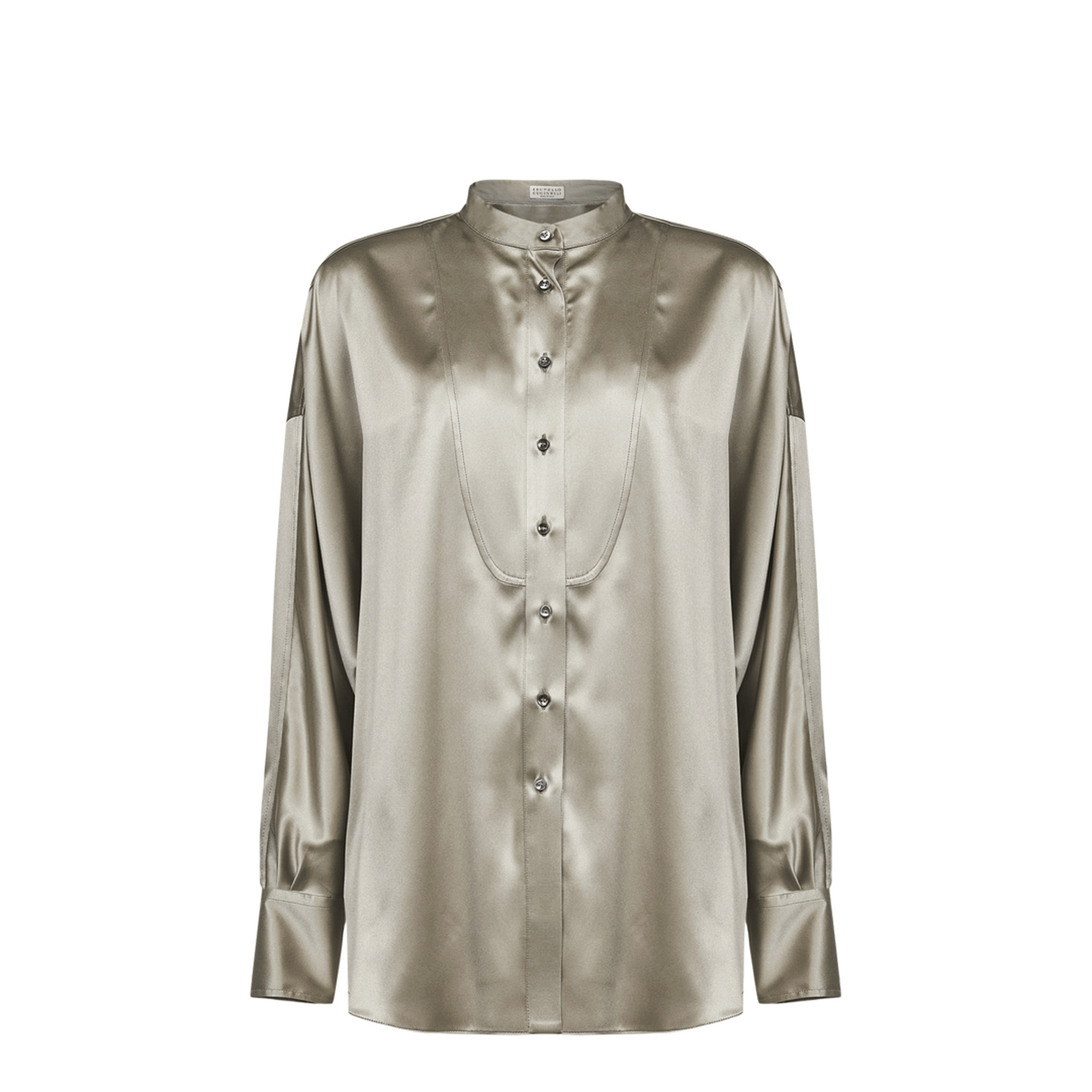 Brunello Cucinelli Monili Mandarin - Collar Shirt Green
