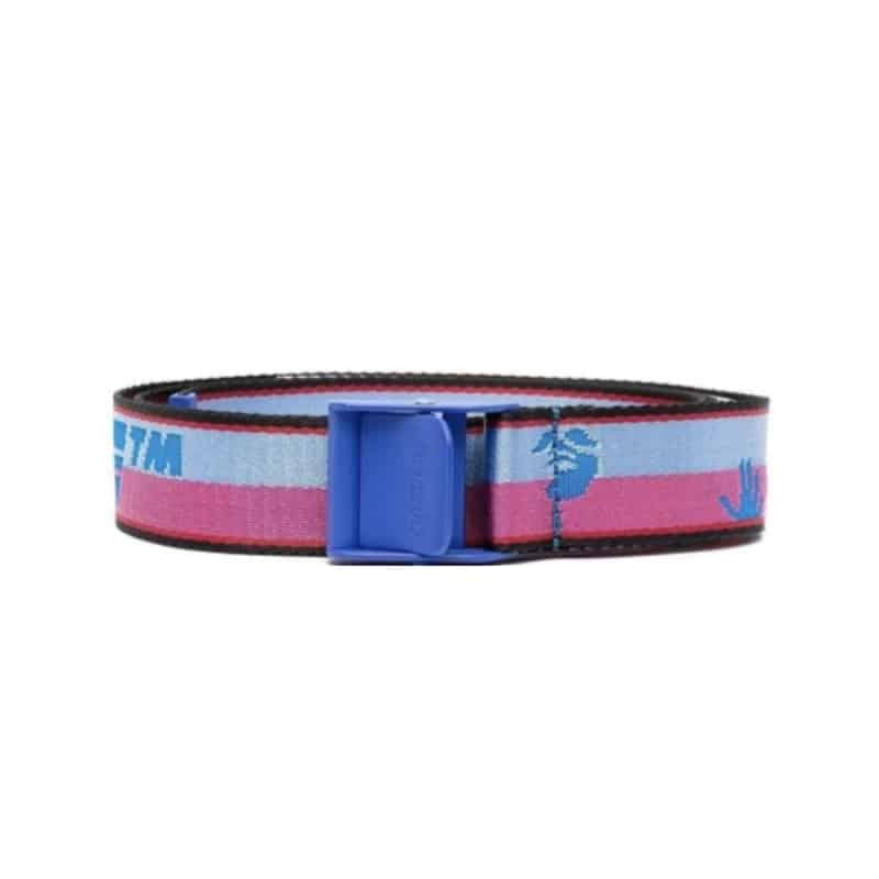 Off White Striped Industrial Short Belt