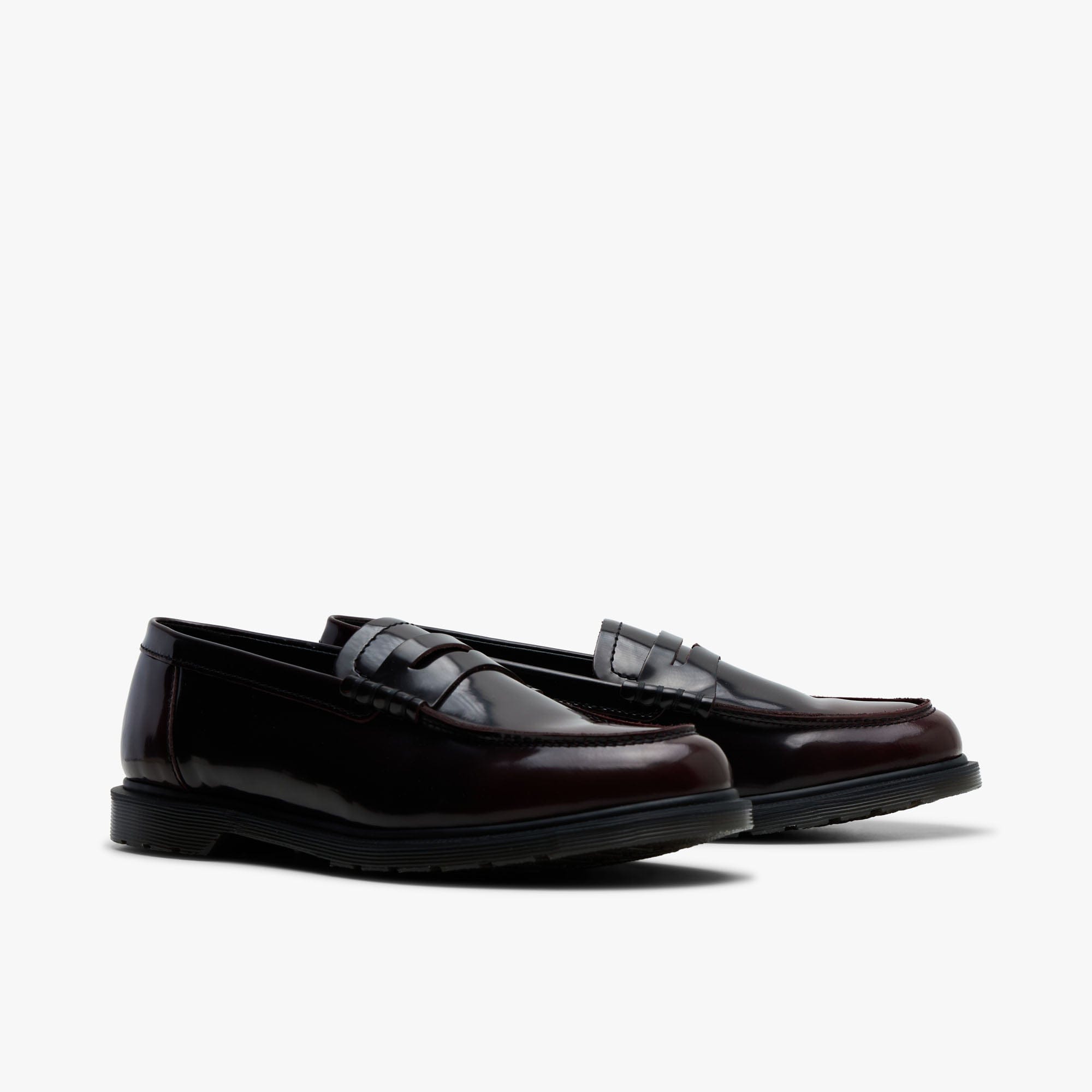 Dr. Martens Mayfare Rub Off Leather Penny Loafers / Cherry Red Arcadia