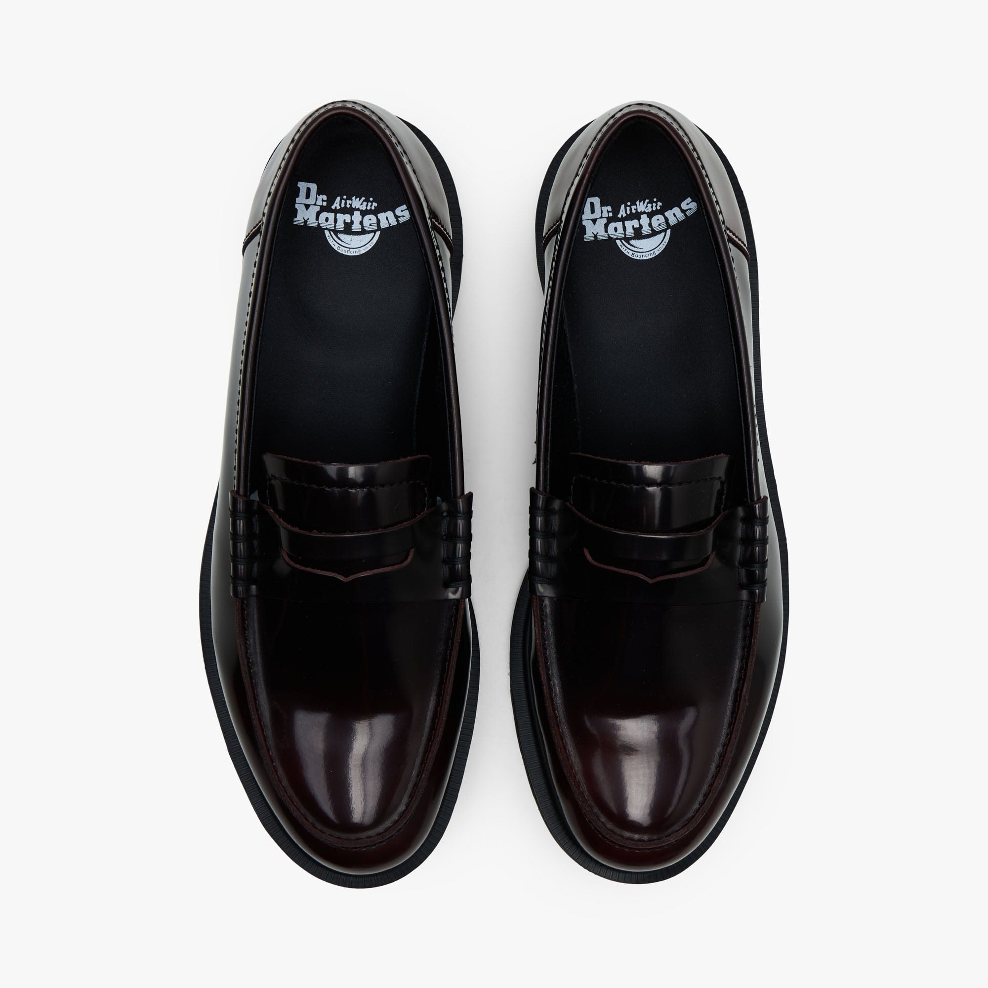 Dr. Martens Mayfare Rub Off Leather Penny Loafers / Cherry Red Arcadia
