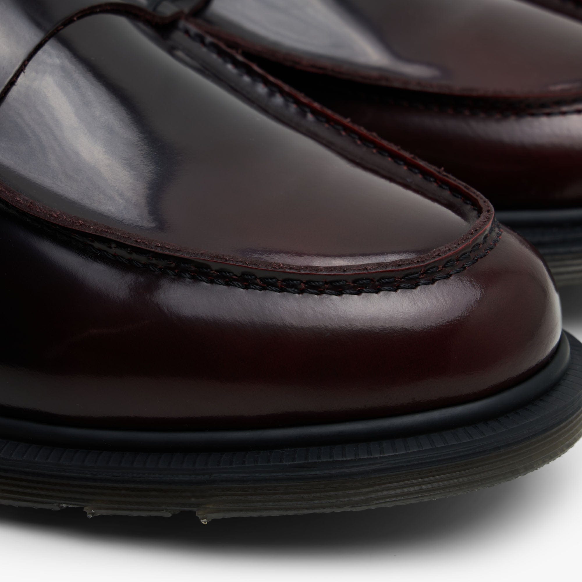 Dr. Martens Mayfare Rub Off Leather Penny Loafers / Cherry Red Arcadia