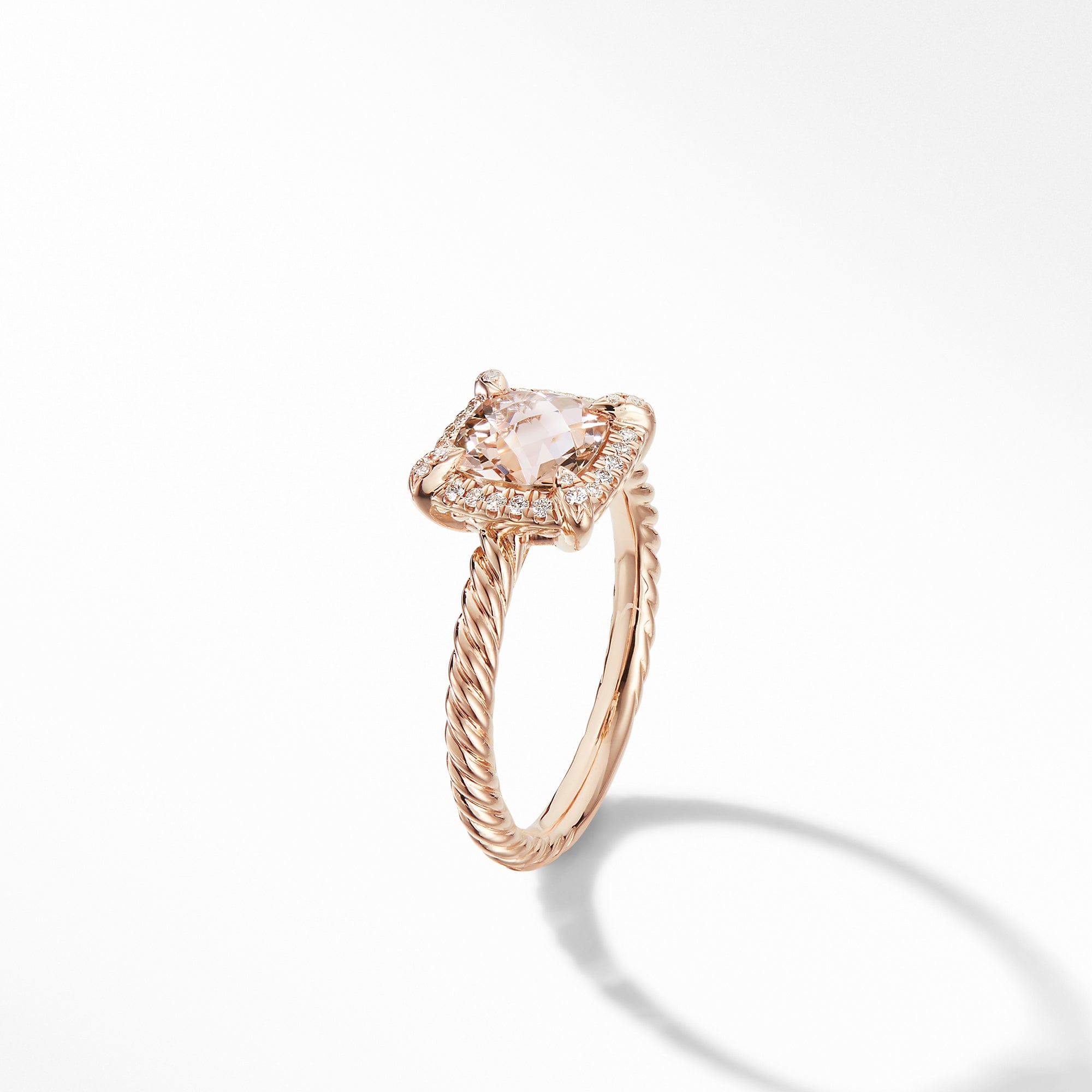 David Yurman Petite Chatelaine Pave Bezel Ring in 18k Rose Gold with Morganite - R14202D8RAMODI6