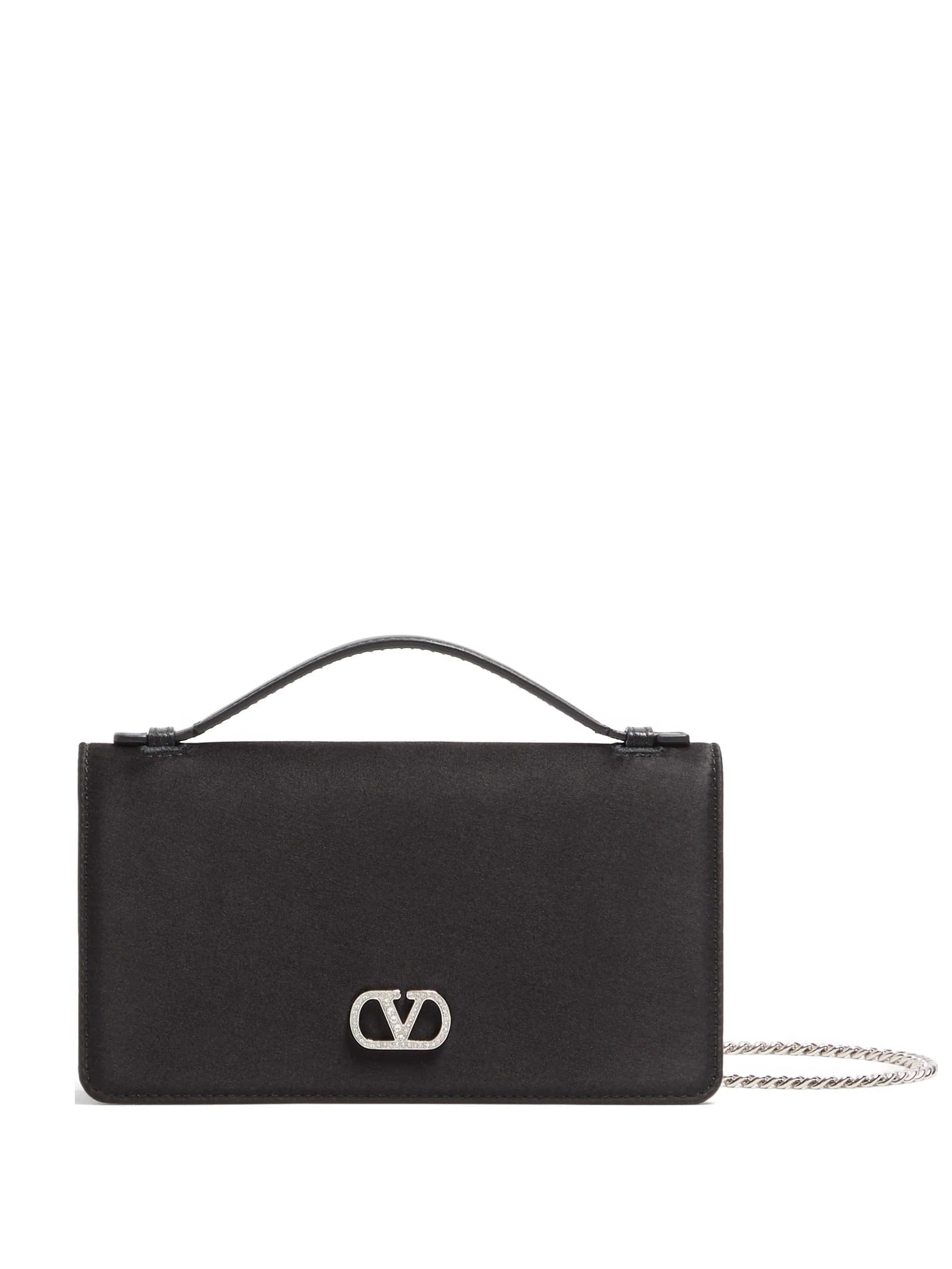 Valentino Garavani Vlogo Signature chain wallet in satin with jewel logo