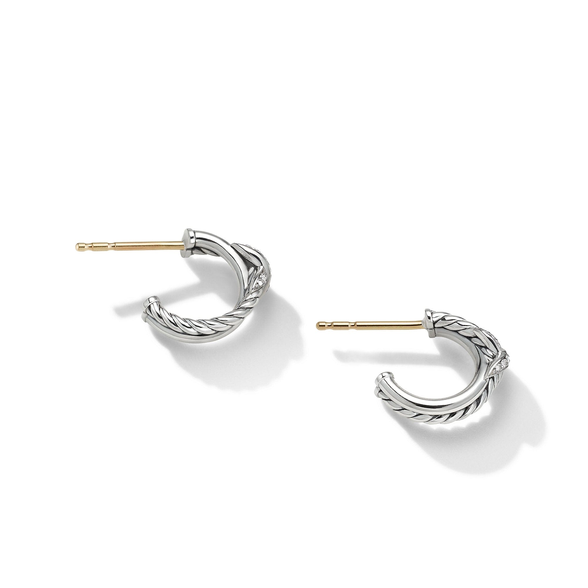 David Yurman Petite x Mini Hoop Earrings with Pavé Diamonds - E16920DSSADI