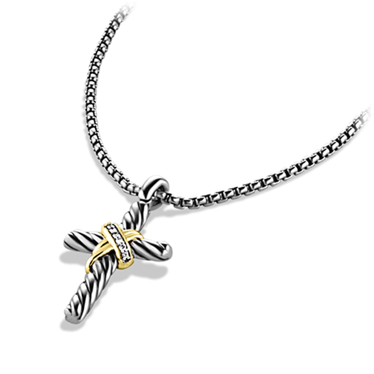 David Yurman x Cross Necklace with Diamonds and Gold - N11941DS4ADI