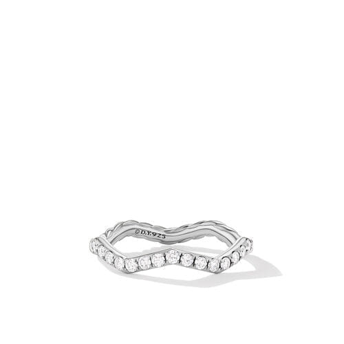David Yurman Zig Zag Stax Ring in Sterling Silver with Diamonds, Size 8