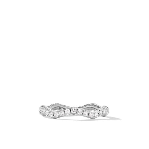 David Yurman Zig Zag Stax Ring in Sterling Silver with Diamonds, Size 8