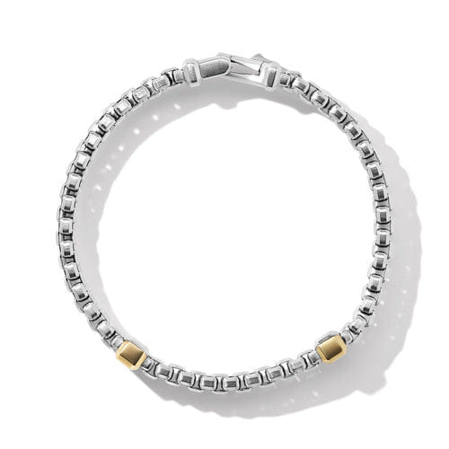 David Yurman Double Box Chain Bracelet with 18K Yellow Gold, Size Large