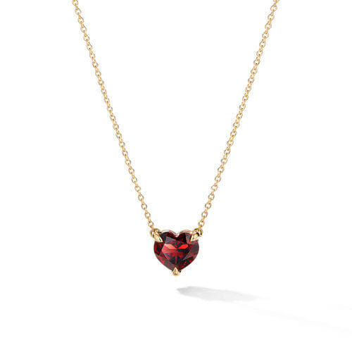David Yurman Heart Pendant Necklace in 18K Yellow Gold with Garnet