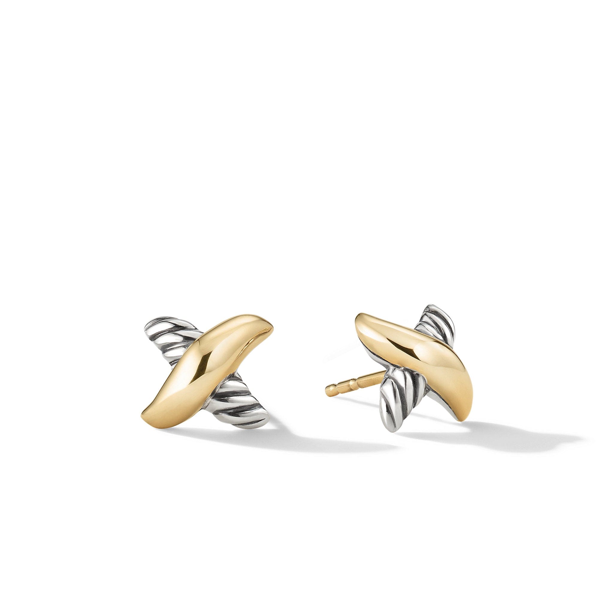 David Yurman Petite x Stud Earrings with 18K Yellow Gold