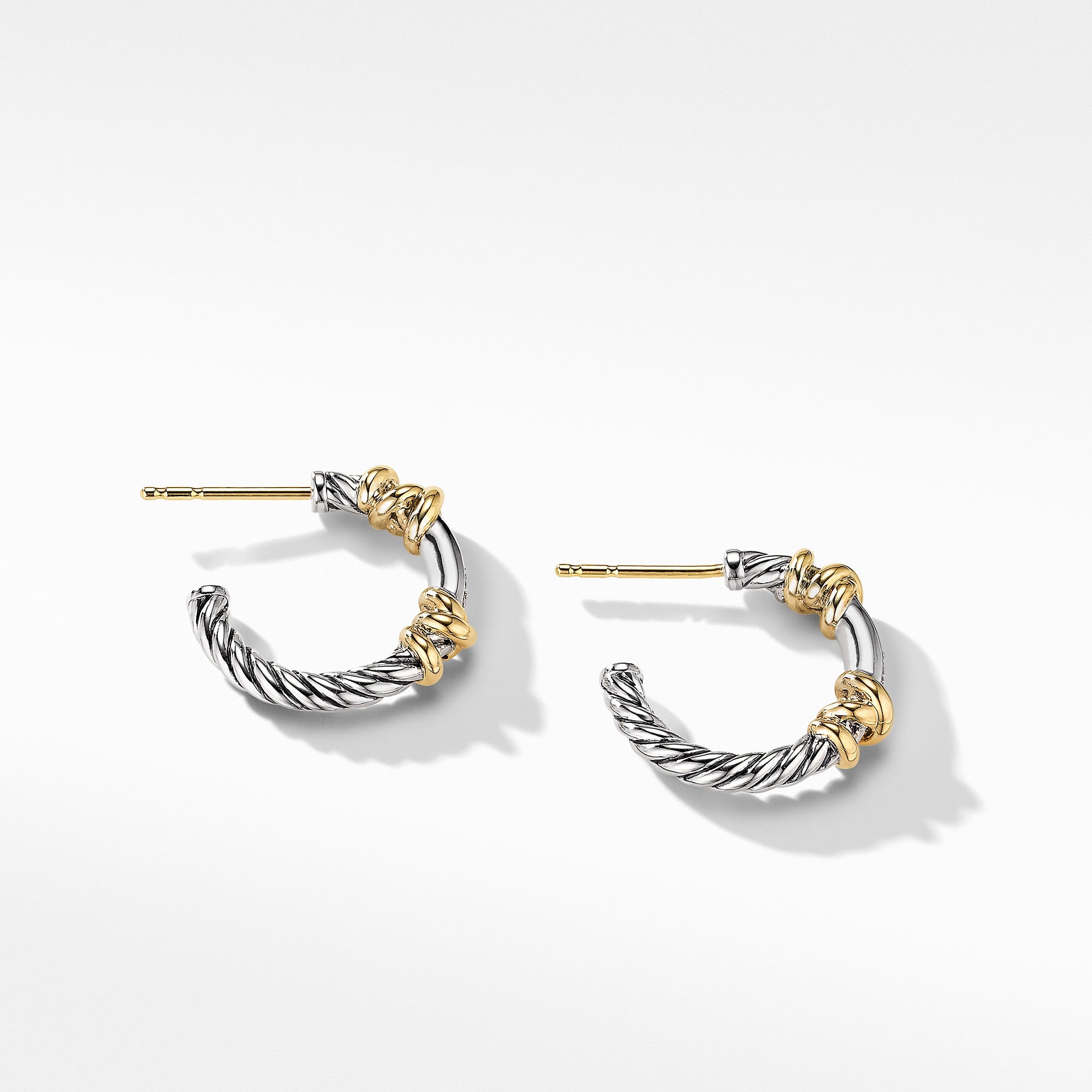 David Yurman Petite Helena Hoop Earrings with 18K Yellow Gold and Diamonds