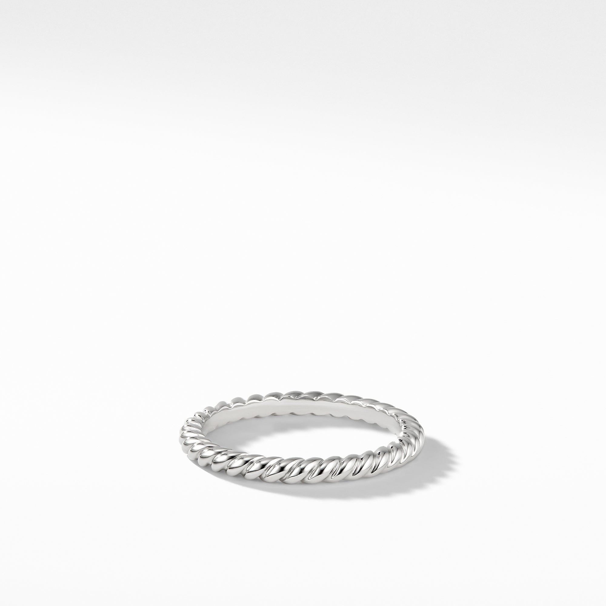 David Yurman Cable 2 mm Band Ring in Platinum, Size 7