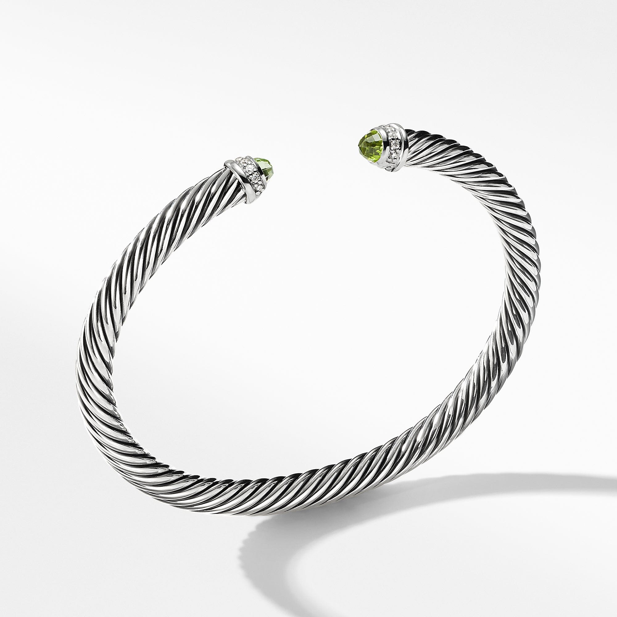 David Yurman Cable Classic Bracelet with Peridot and Diamonds, Size Medium