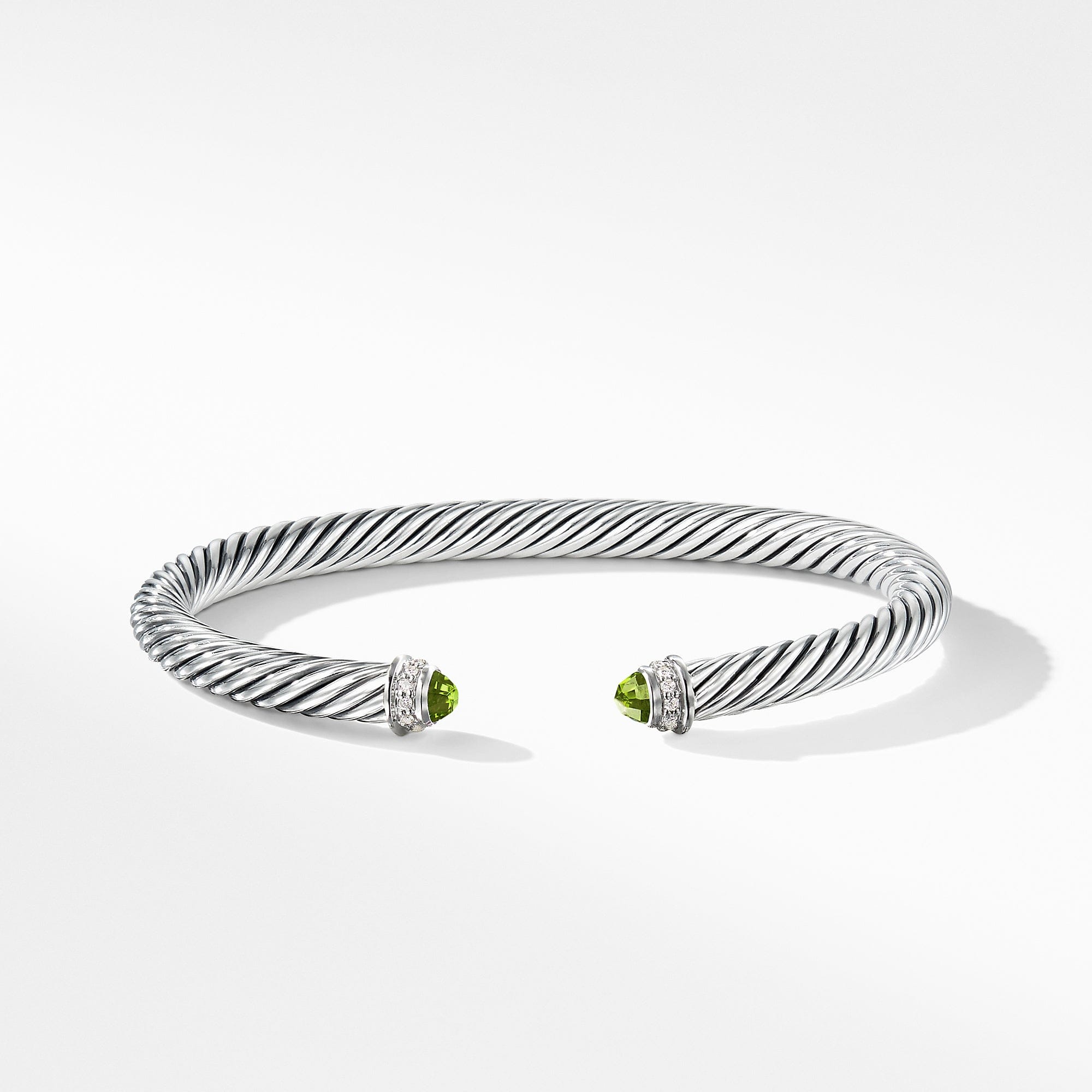 David Yurman Cable Classic Bracelet with Peridot and Diamonds, Size Medium