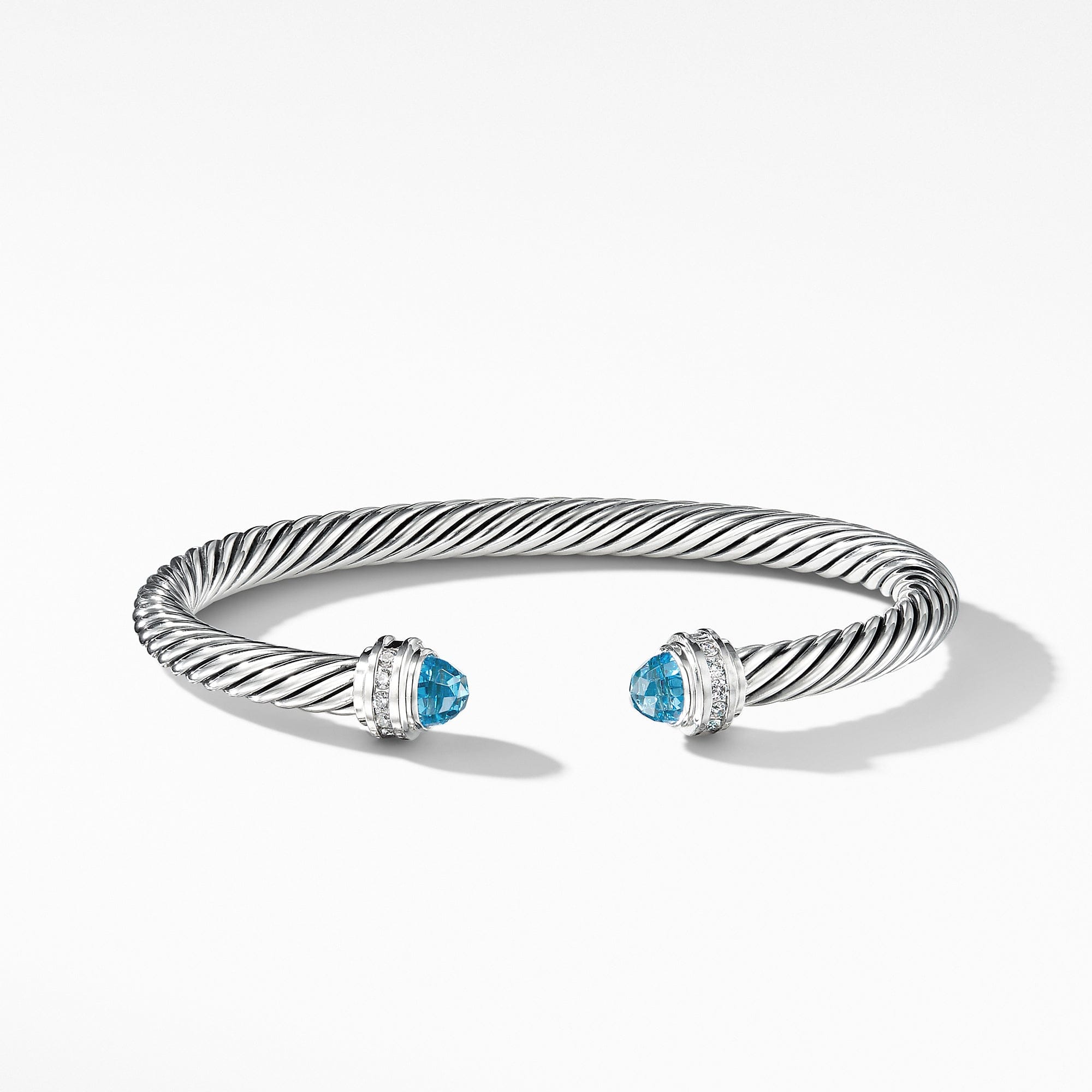 David Yurman Bracelet with Blue Topaz and Diamonds, Size Medium
