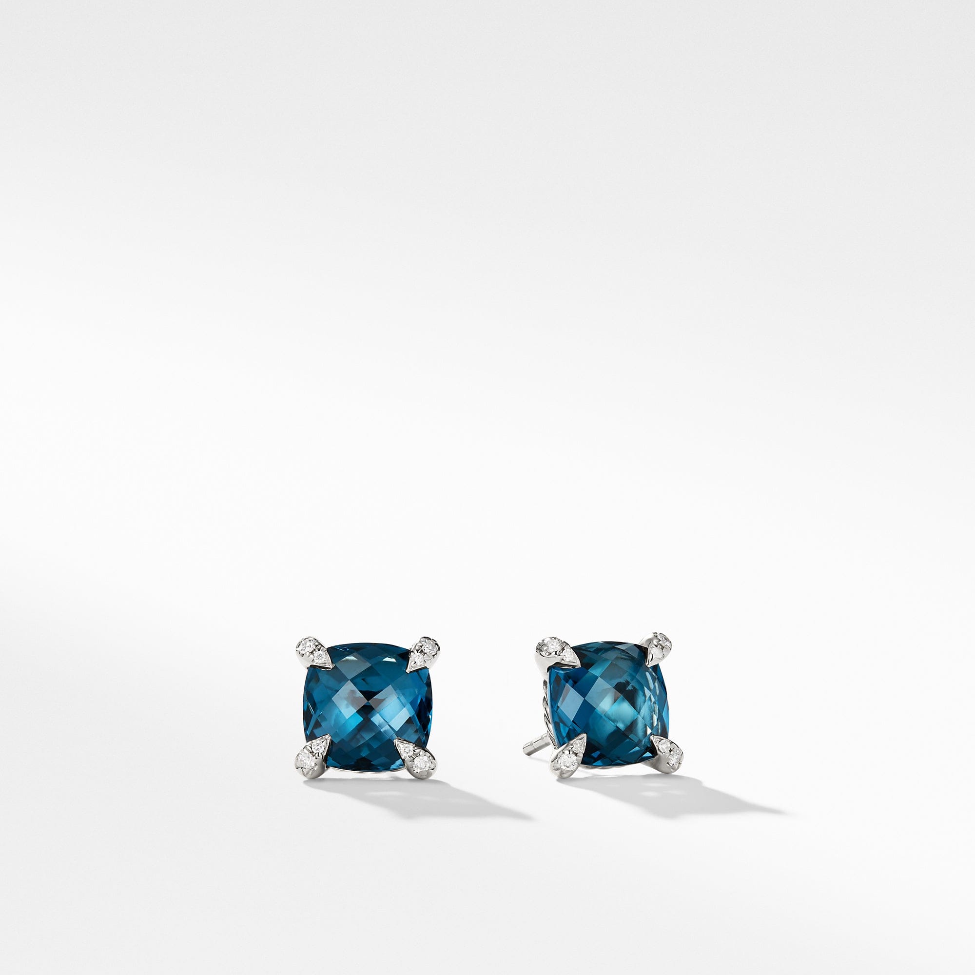David Yurman Earrings with Hampton Blue Topaz and Diamonds