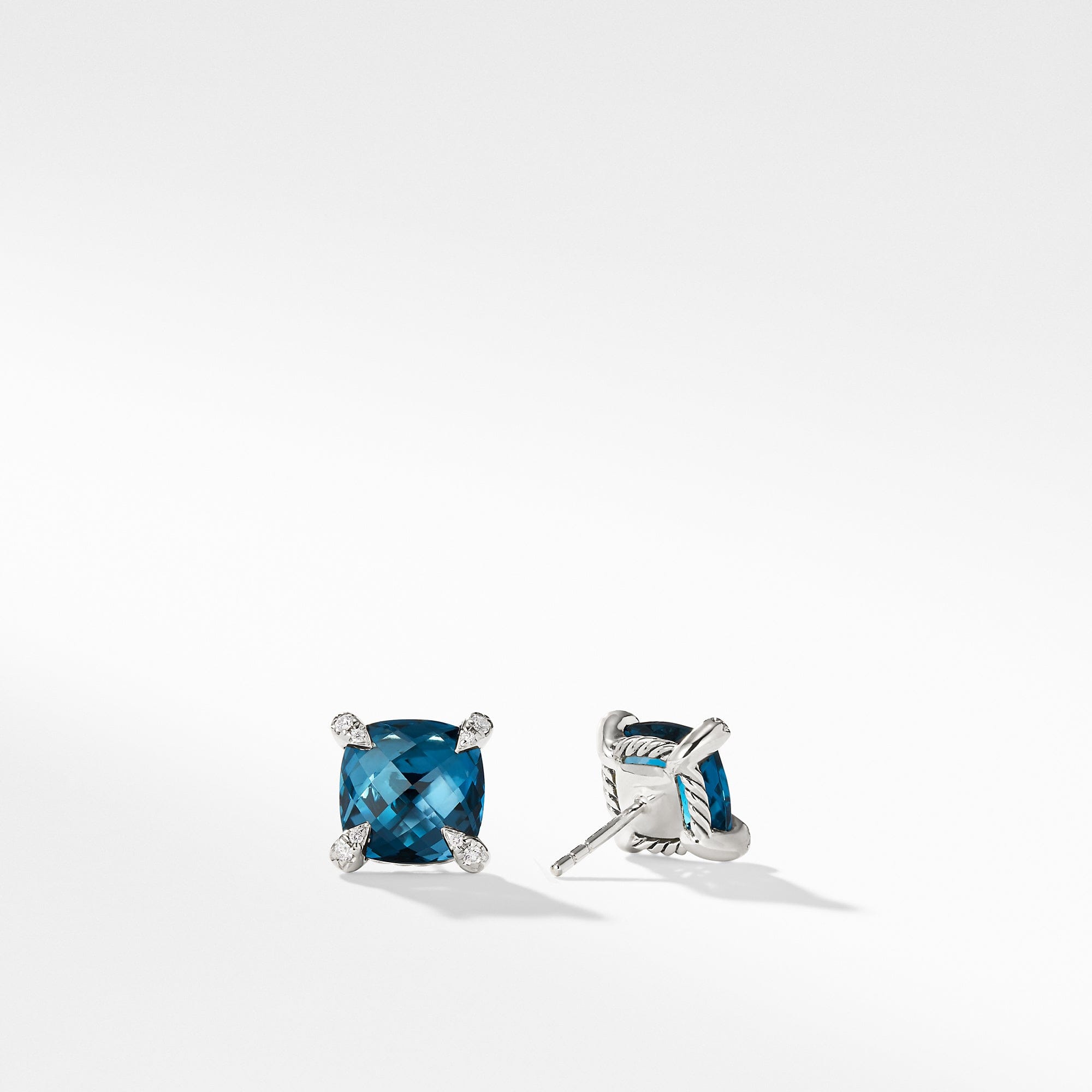 David Yurman Earrings with Hampton Blue Topaz and Diamonds